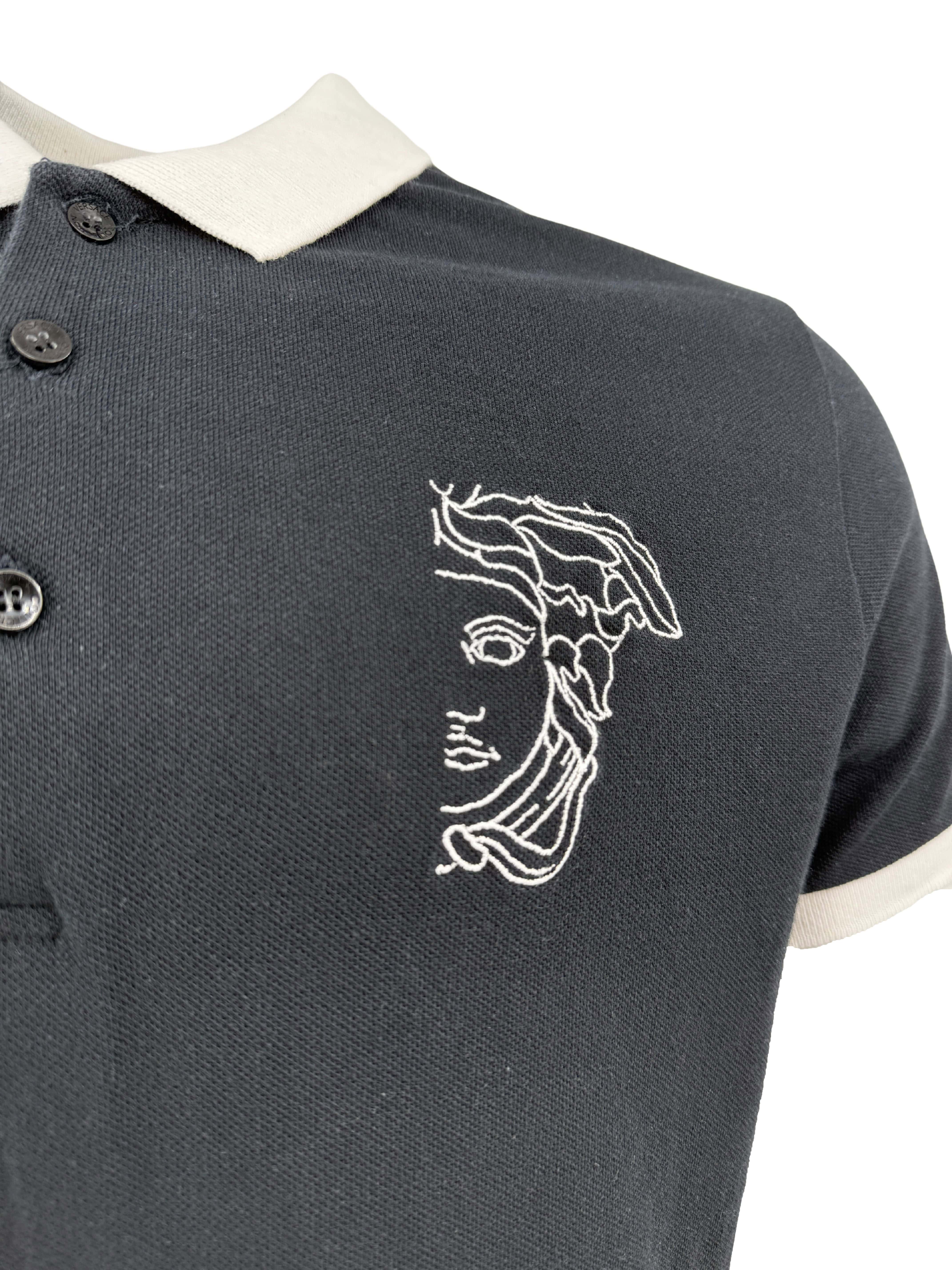 Versace Embroidered Medusa Polo - Black Versace