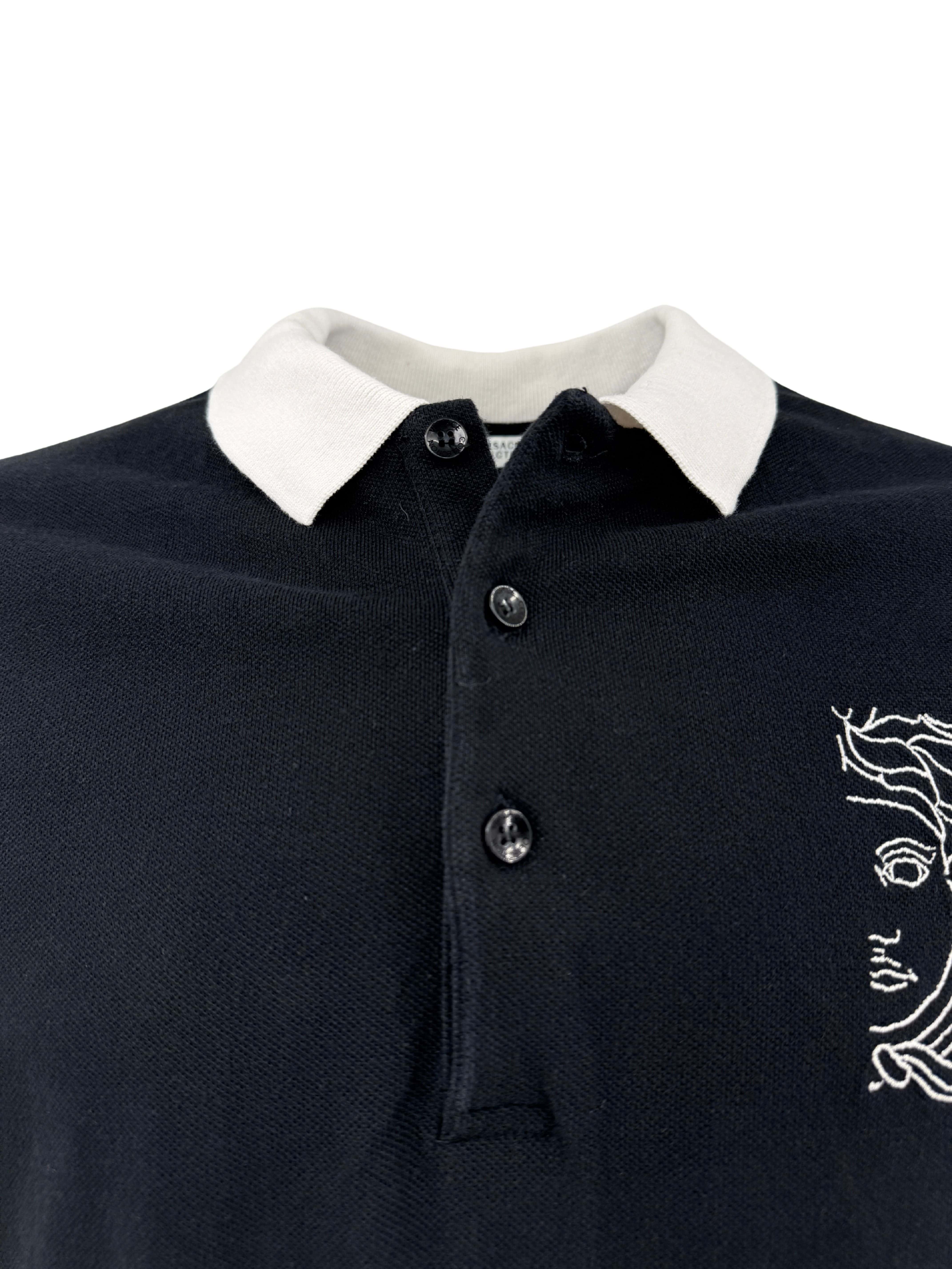 Versace Embroidered Medusa Polo - Black Versace