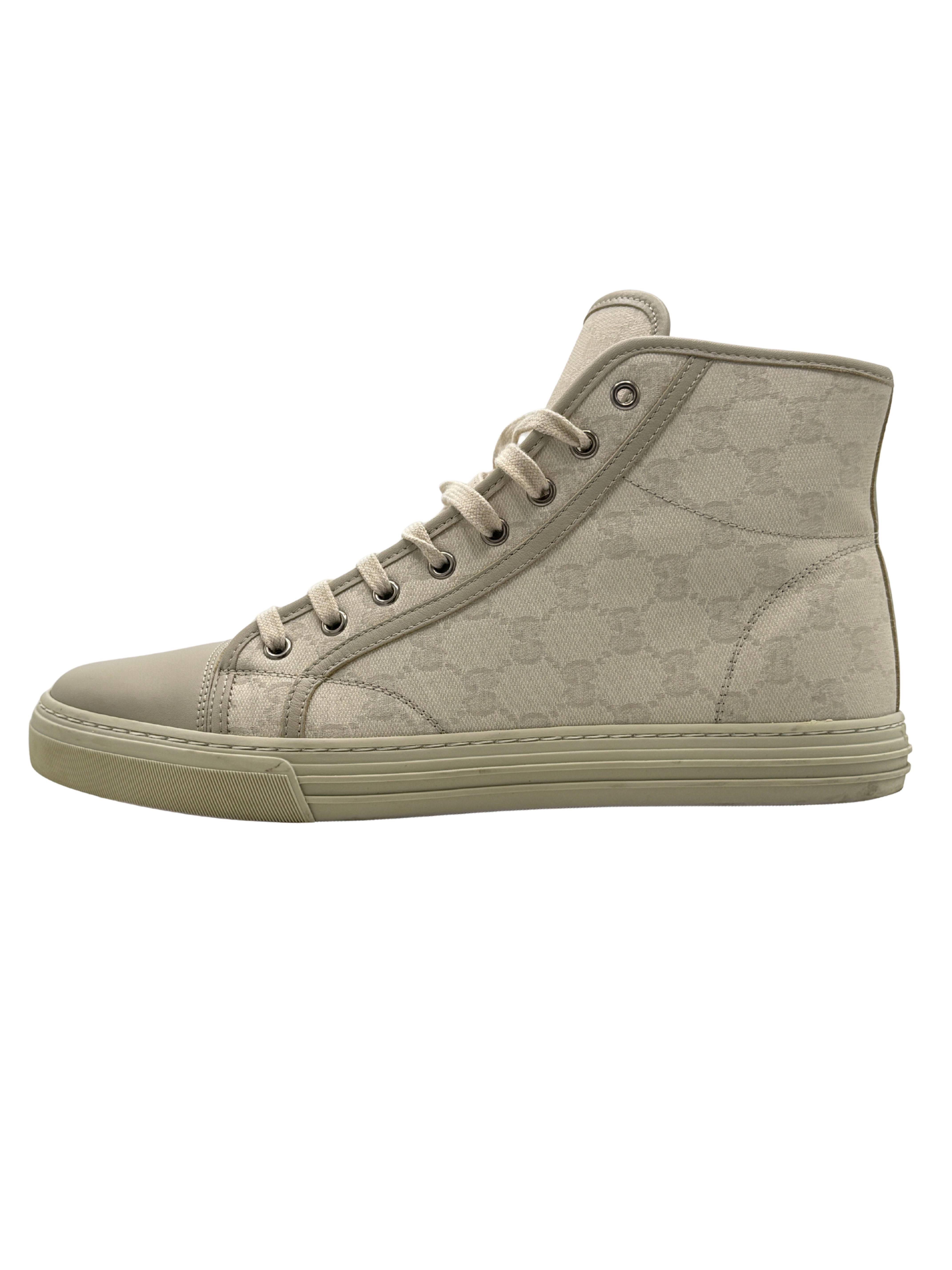 Gucci High-Top Monogram Canvas Trainers - Beige