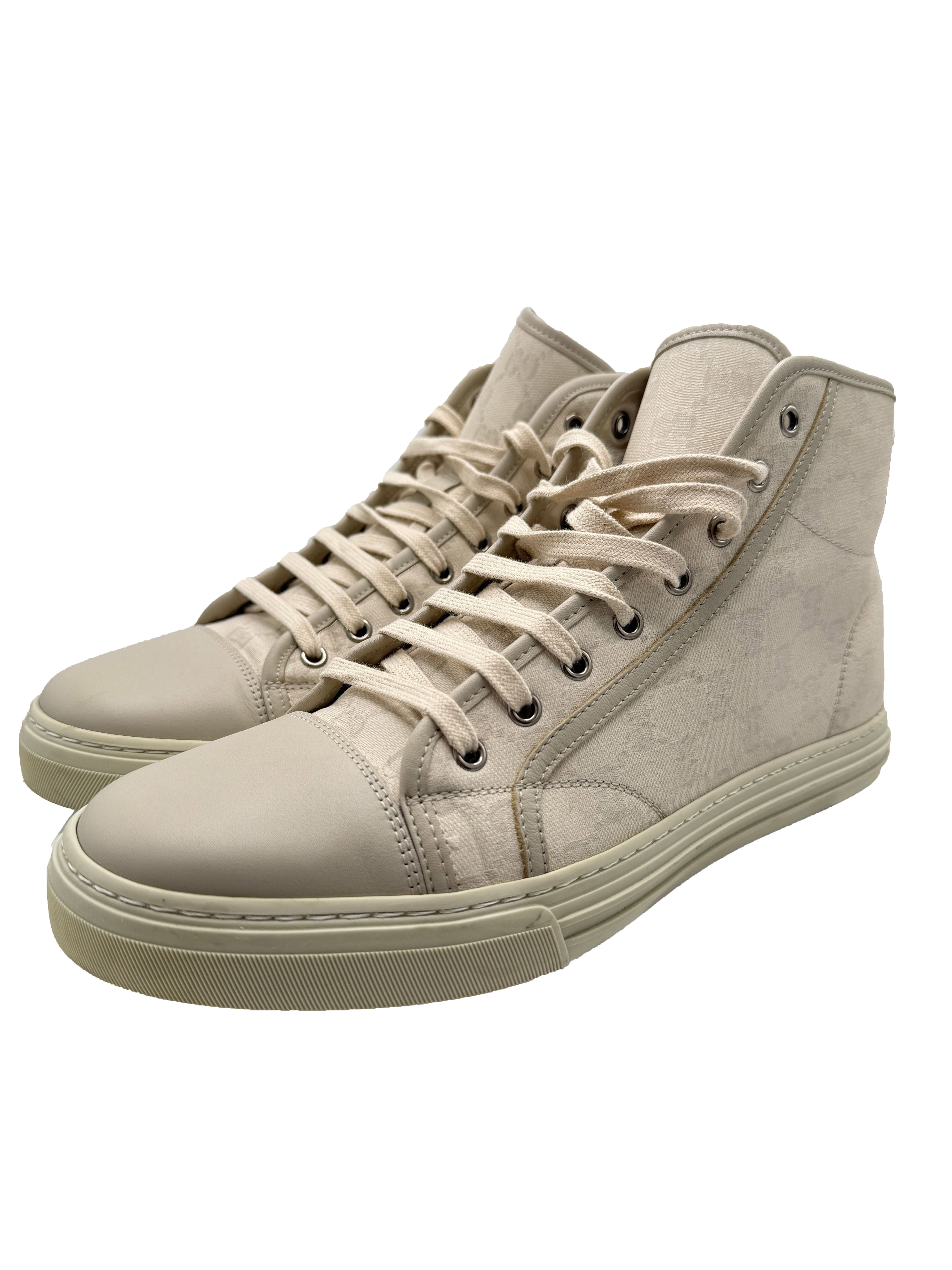 Gucci High-Top Monogram Canvas Trainers - Beige