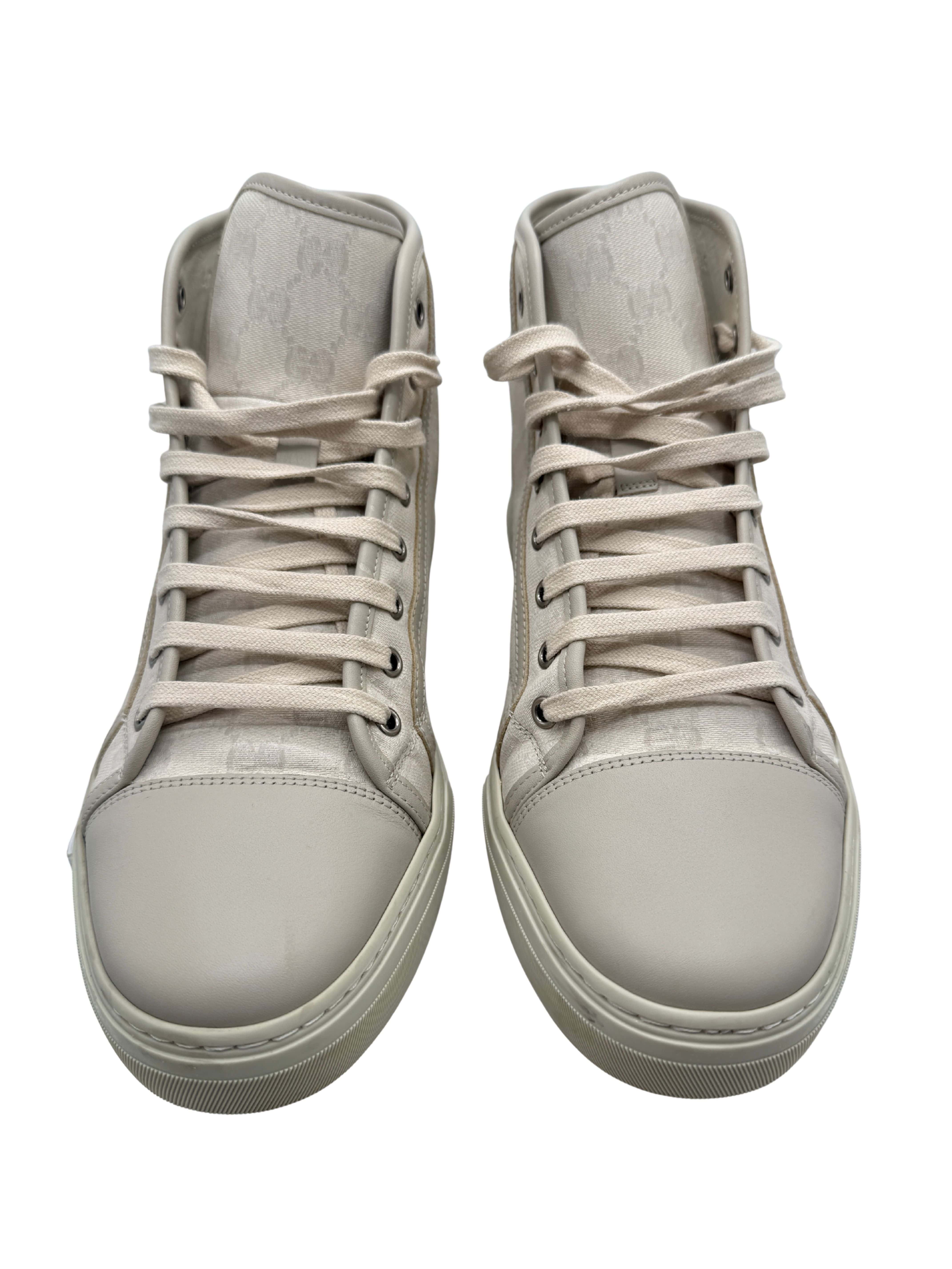 Gucci High-Top Monogram Canvas Trainers - Beige