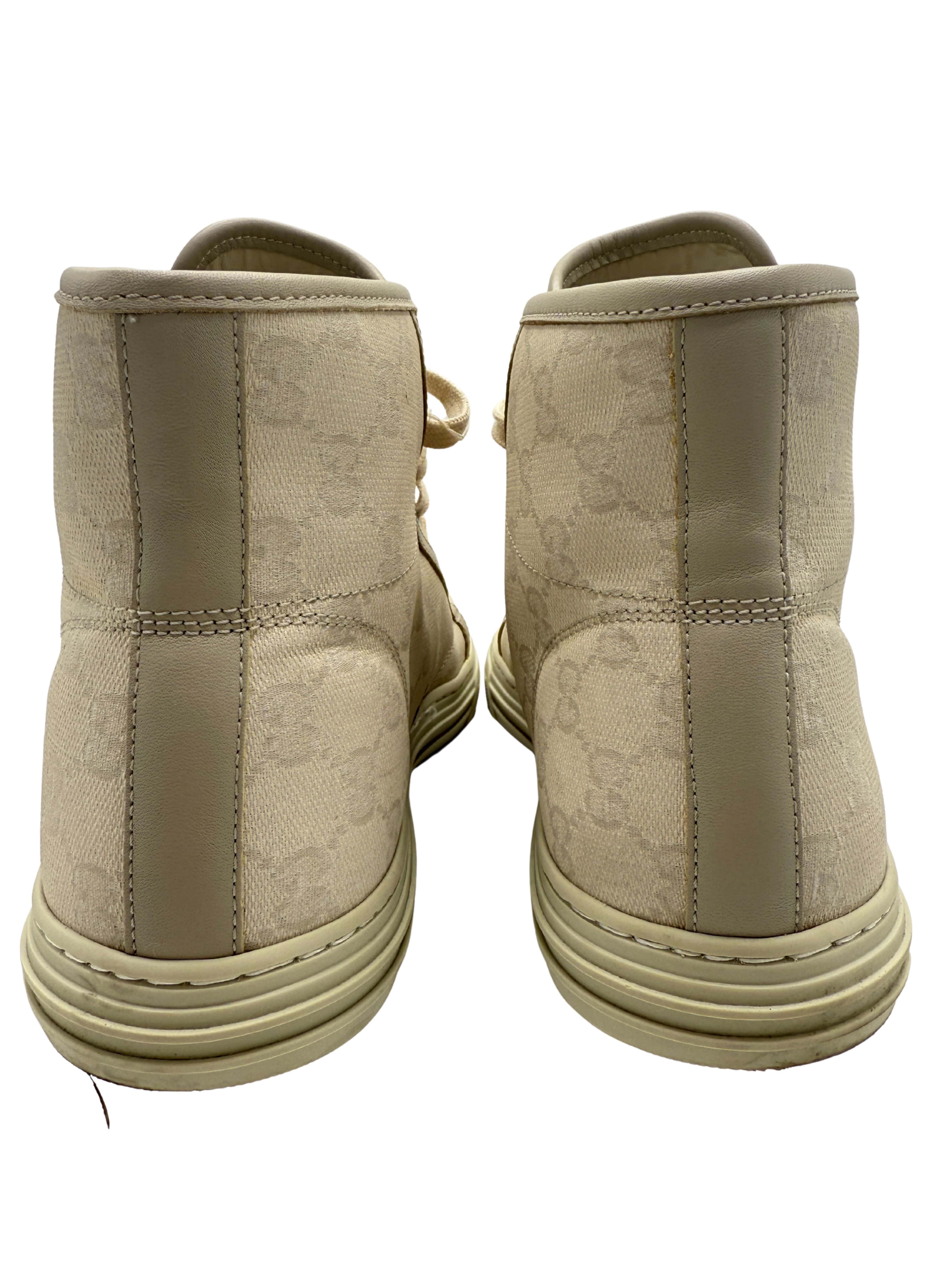 Gucci High-Top Monogram Canvas Trainers - Beige