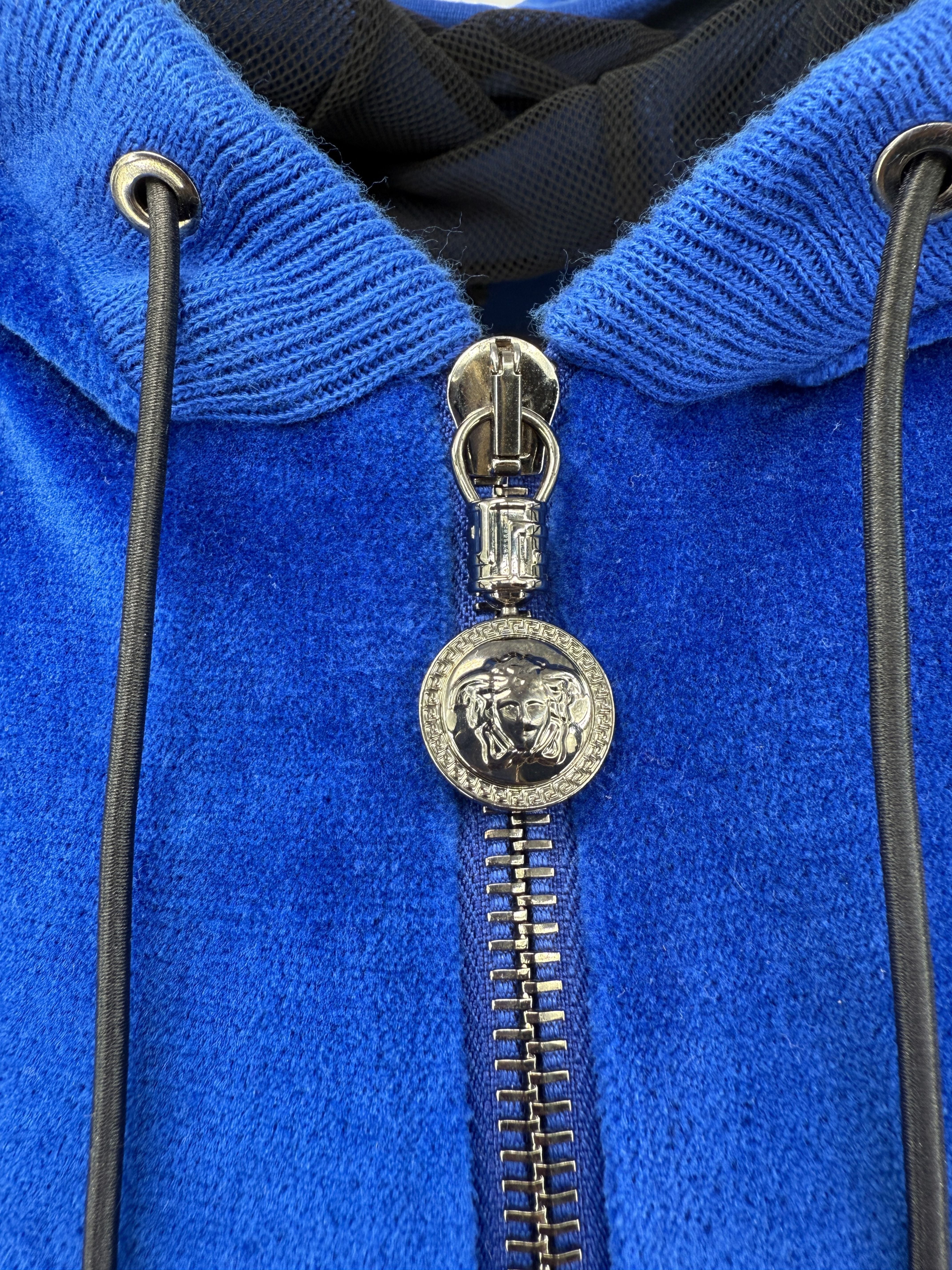 Versace Medusa Velour Zip Hoodie - Blue (Unused)