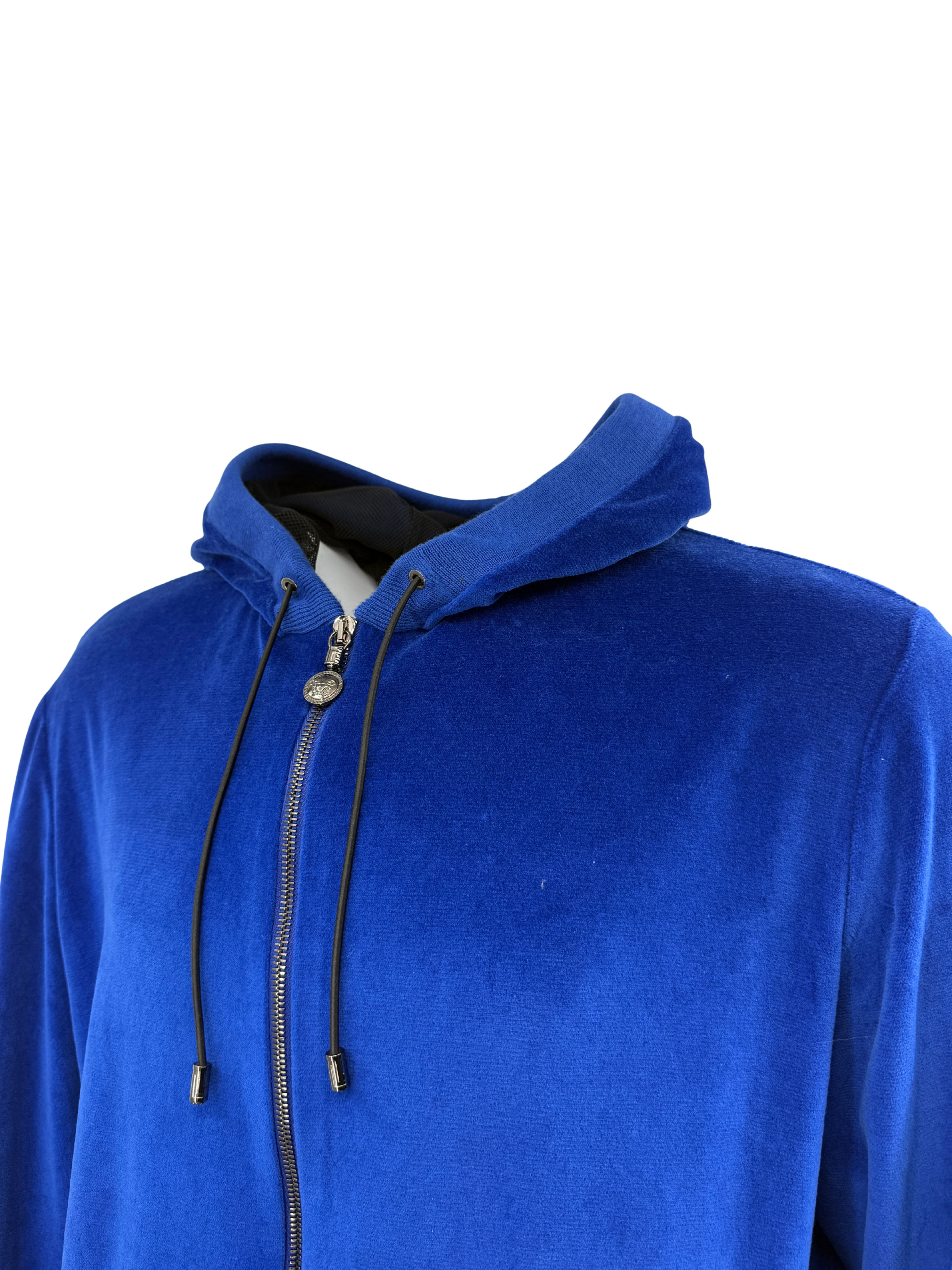 Versace Medusa Velour Zip Hoodie - Blue (Unused)