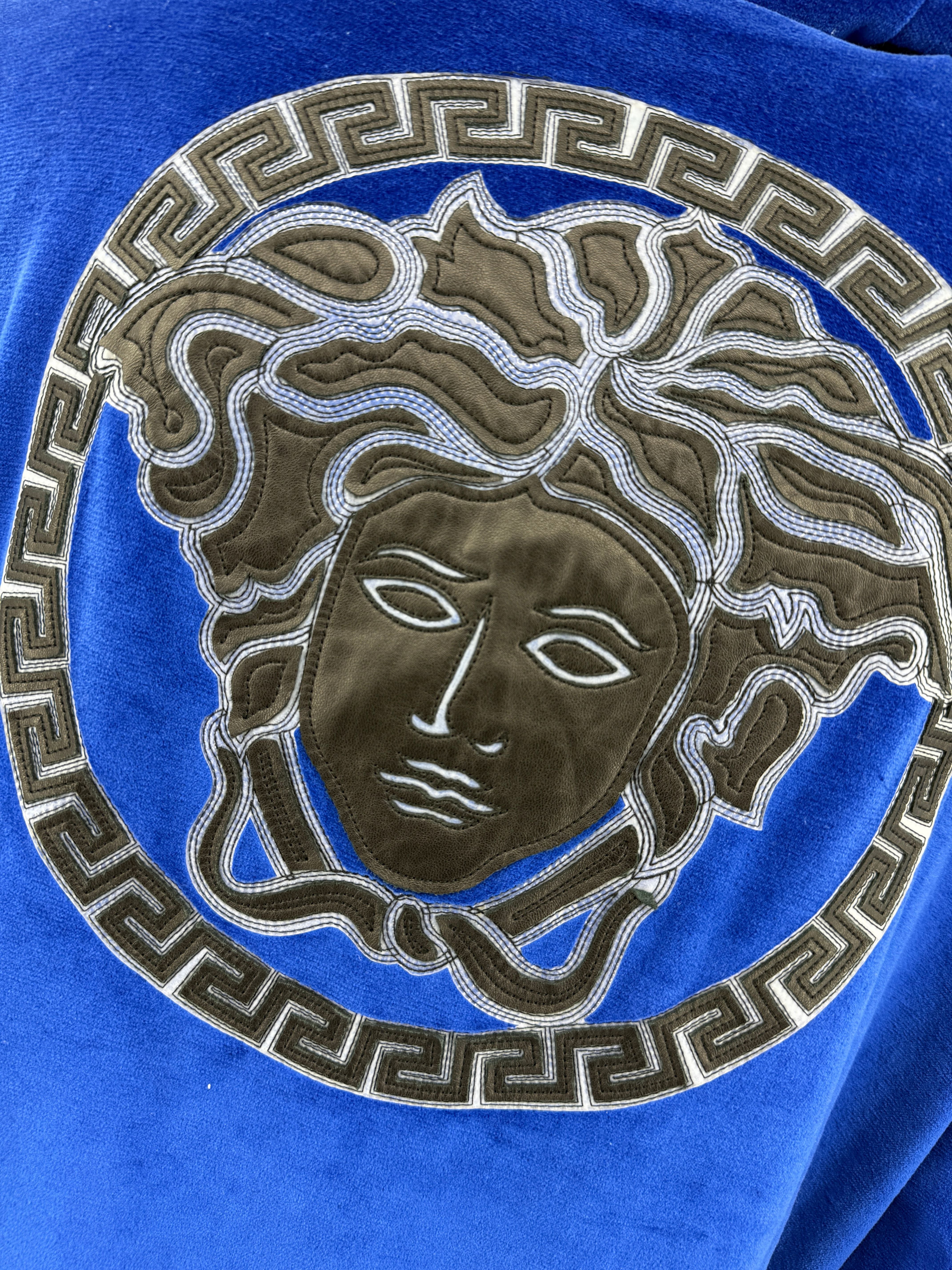 Versace Medusa Velour Zip Hoodie - Blue (Unused)