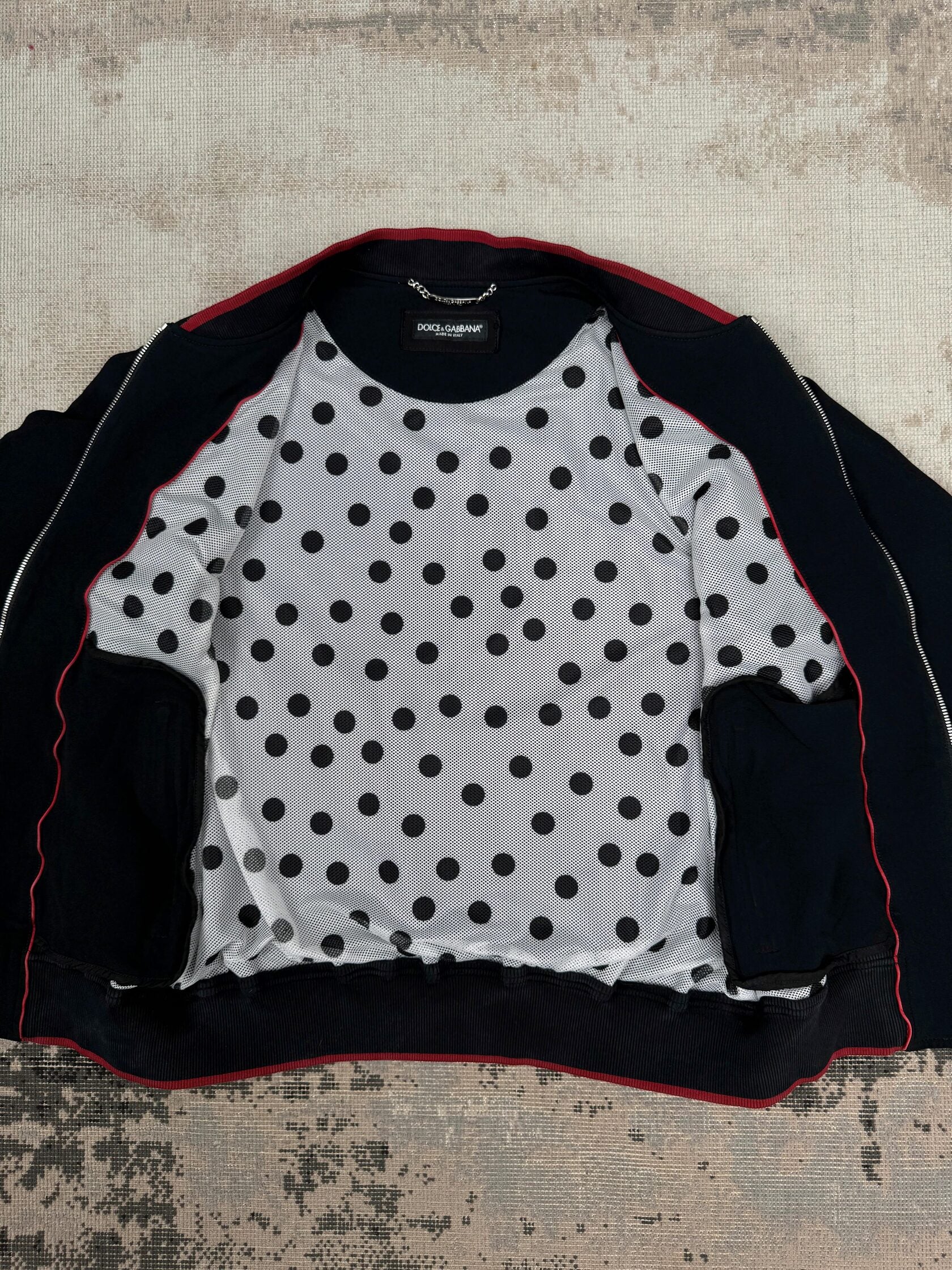 Dolce & Gabbana Red Plaque Logo Full Zip Jacket - Black Dolce & Gabbana