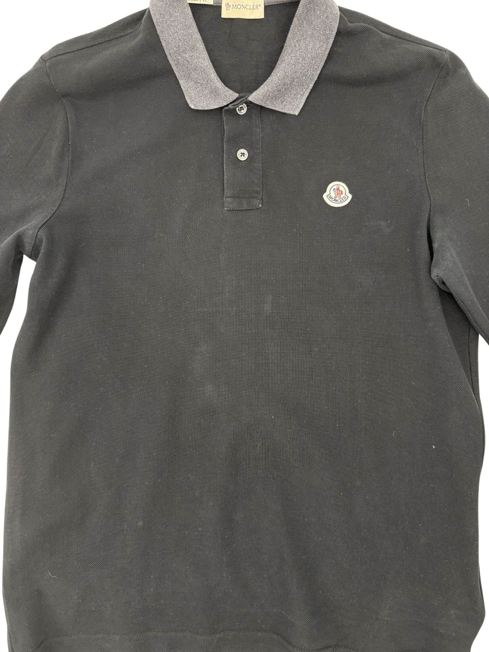 Moncler Maglia Manica Lunga Long Sleeved Polo Shirt - Black Moncler