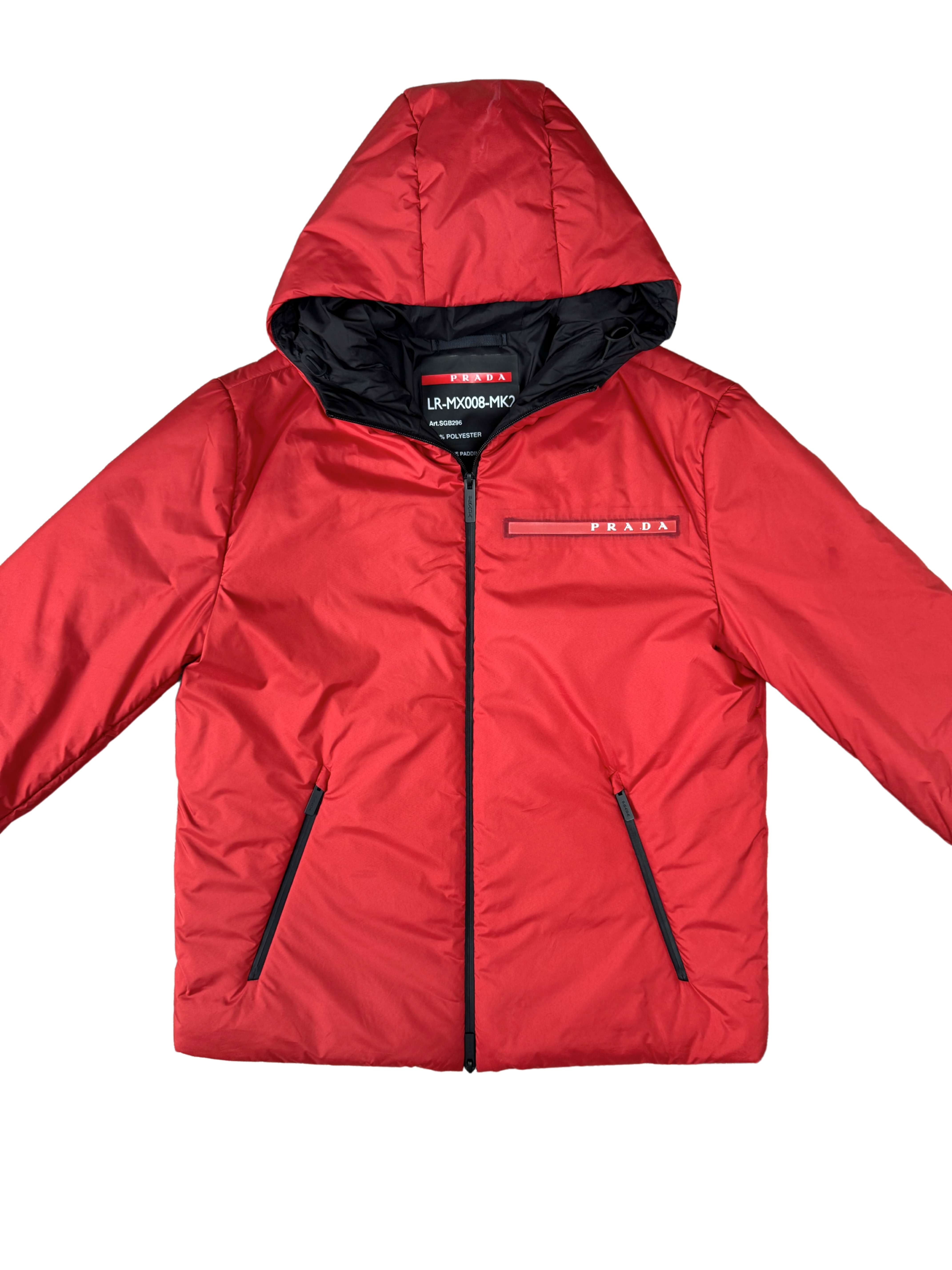 Prada Polyester Lightweight Padded Down Jacket - Red