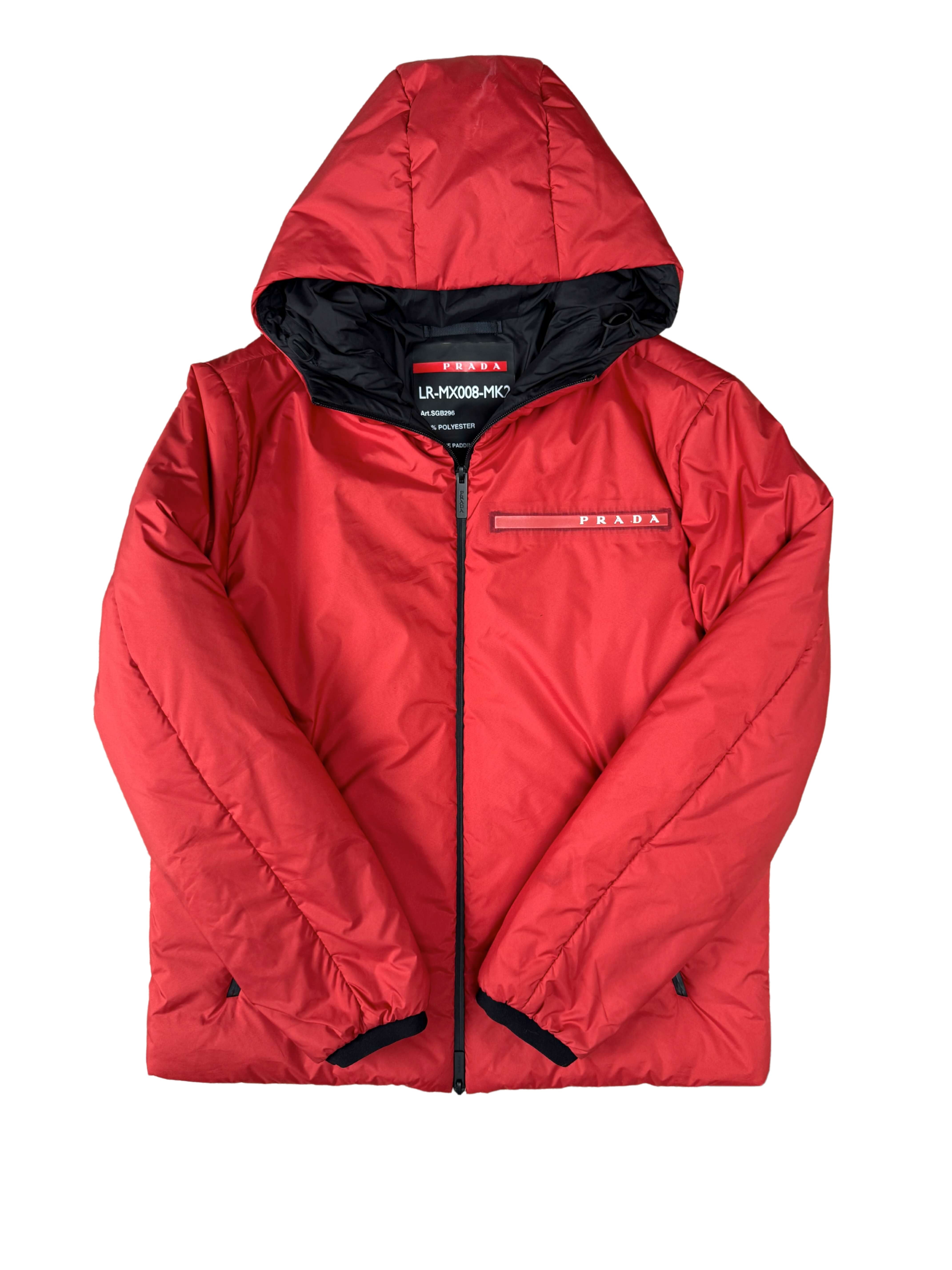 Prada Polyester Lightweight Padded Down Jacket - Red