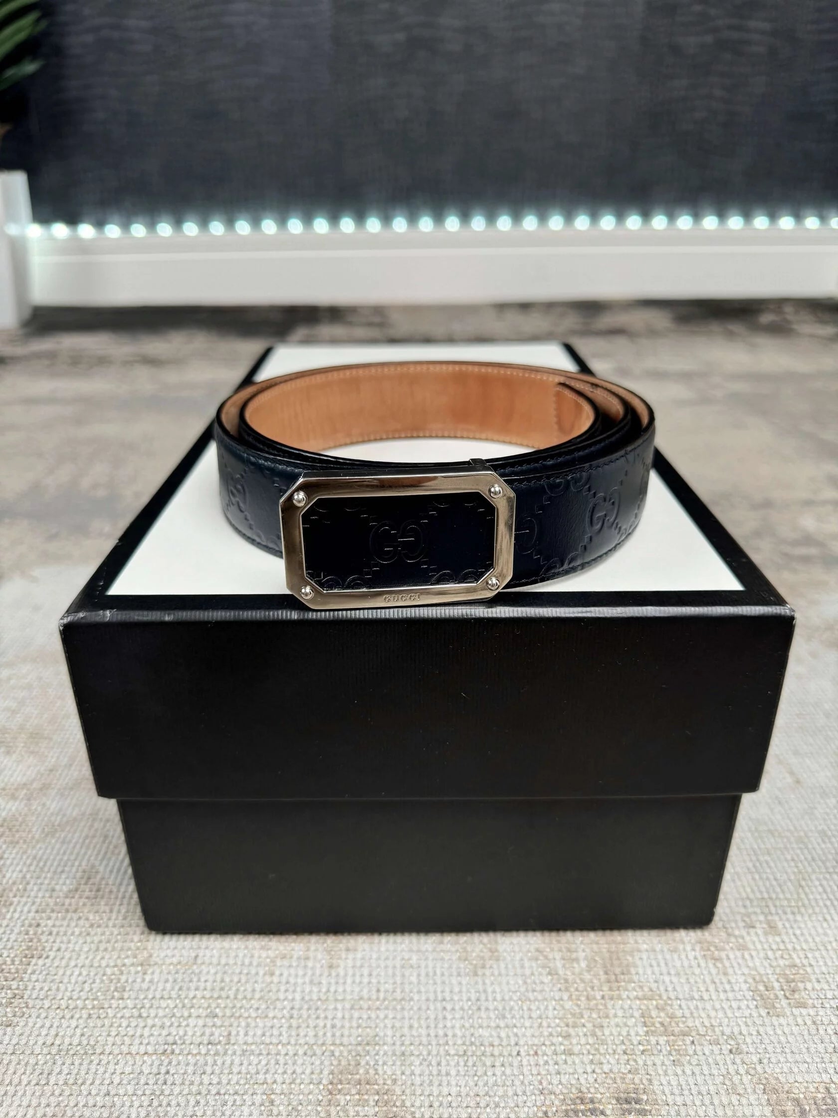Gucci Guccissima Belt - Navy Gucci
