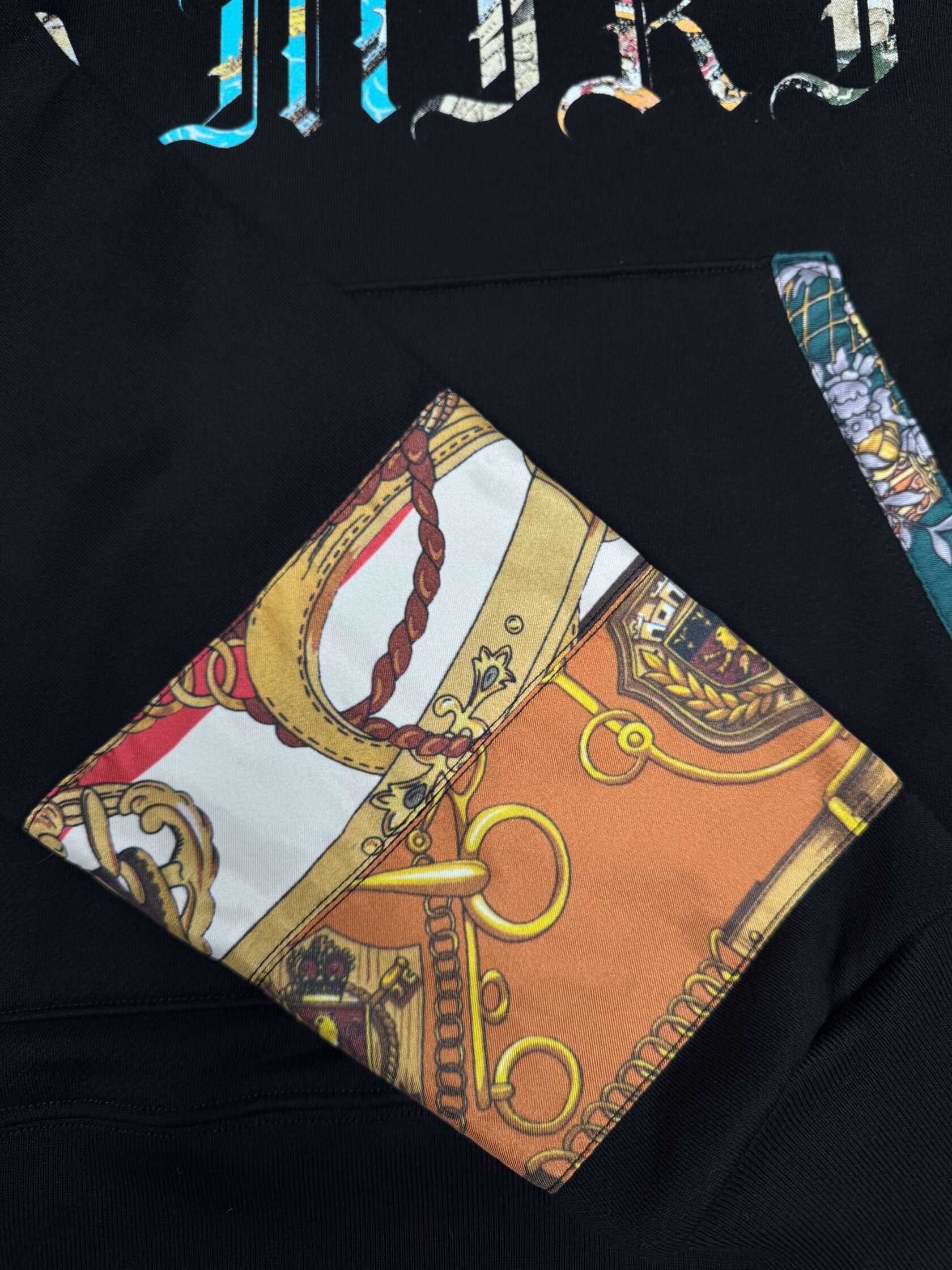 Amiri Scarf Trimmed Logo Printed Hoodie - Black (Unused) Amiri