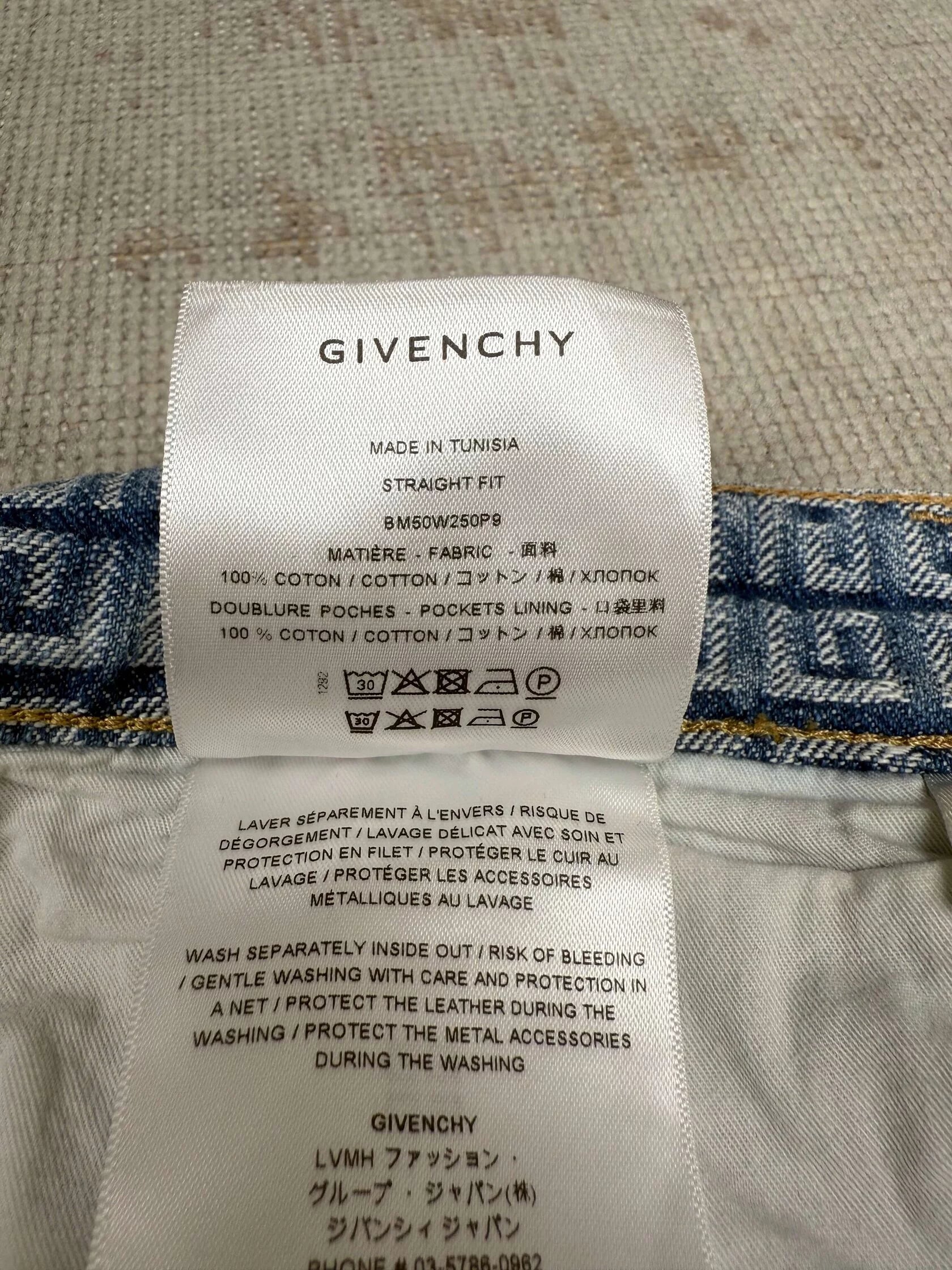 Givenchy 4G Straight Legged Jeans - Blue Denim (Unused)