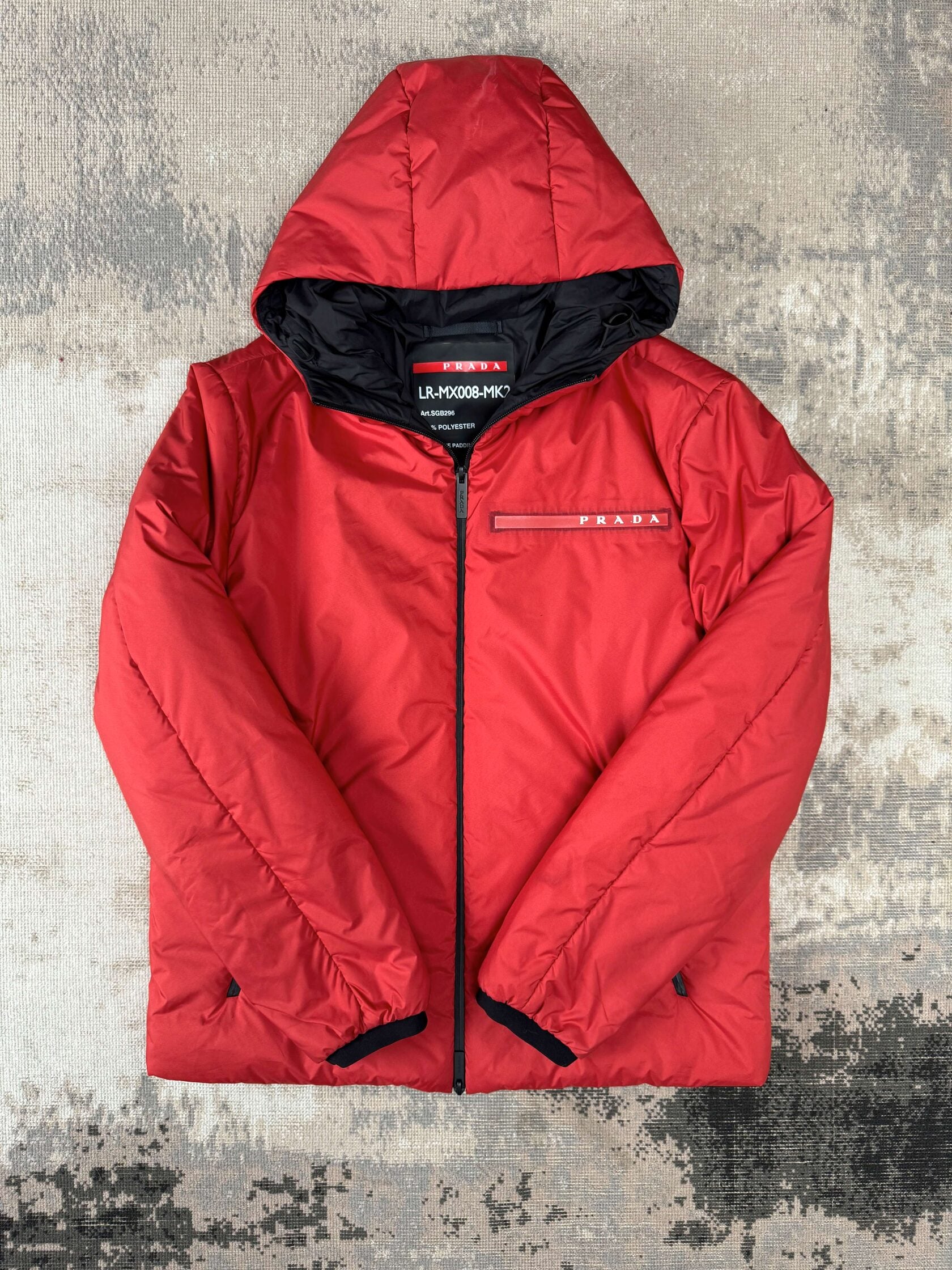 Prada Polyester Lightweight Padded Down Jacket - Red