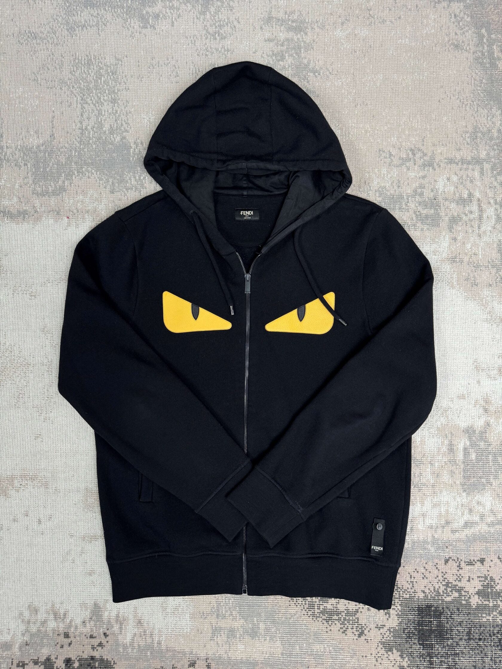 Fendi Monster Eyes Zip-Up Hoodie - Black