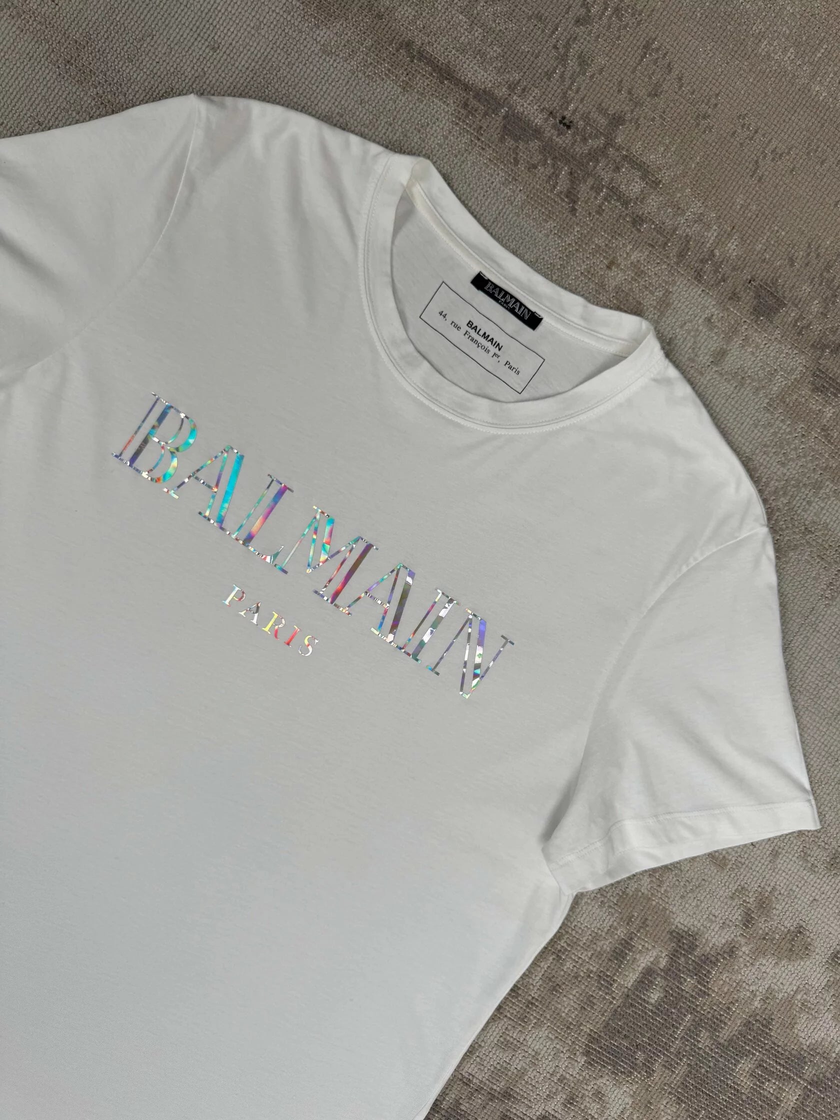 Balmain Holographic Iridescent T-Shirt - White Balmain