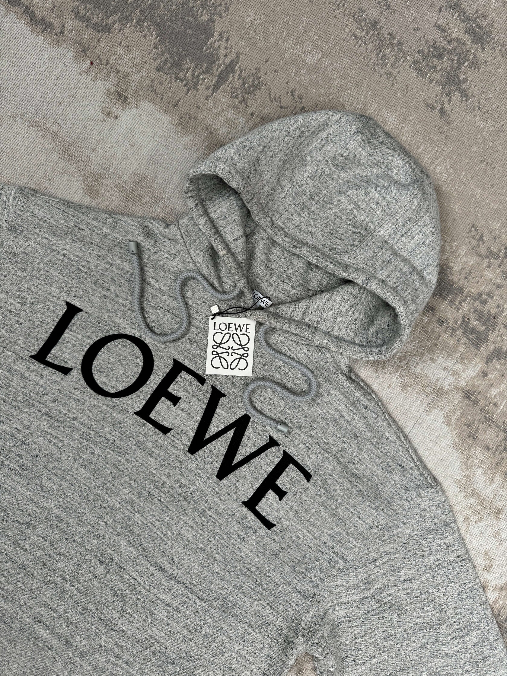 Loewe Logo-Printed Hoodie - Grey Loewe