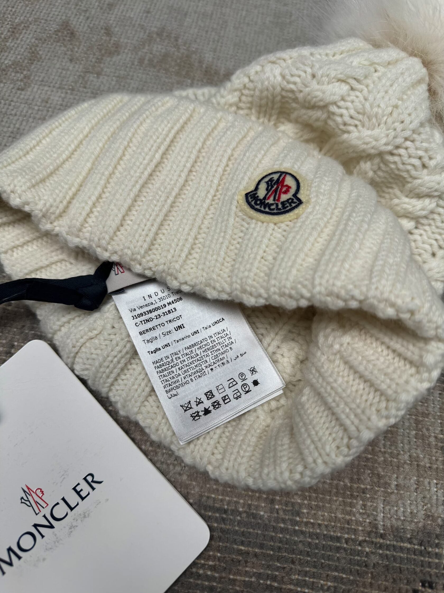 WOMENS - Moncler Cashmere / Wool Pom Pom Beanie - White Moncler