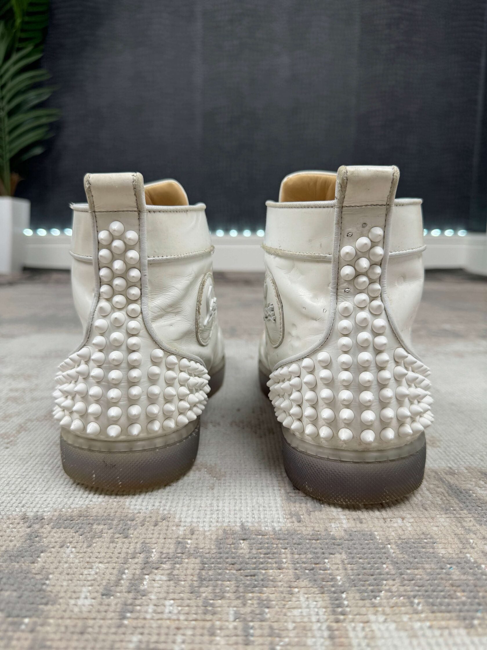 Christian Louboutin Flat Calf Leather Spikes - White