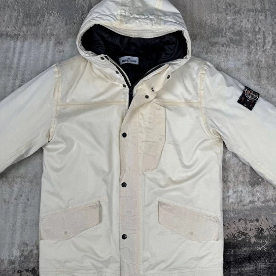 Stone Island Primaloft Quilted Patch Logo Coat - Beige