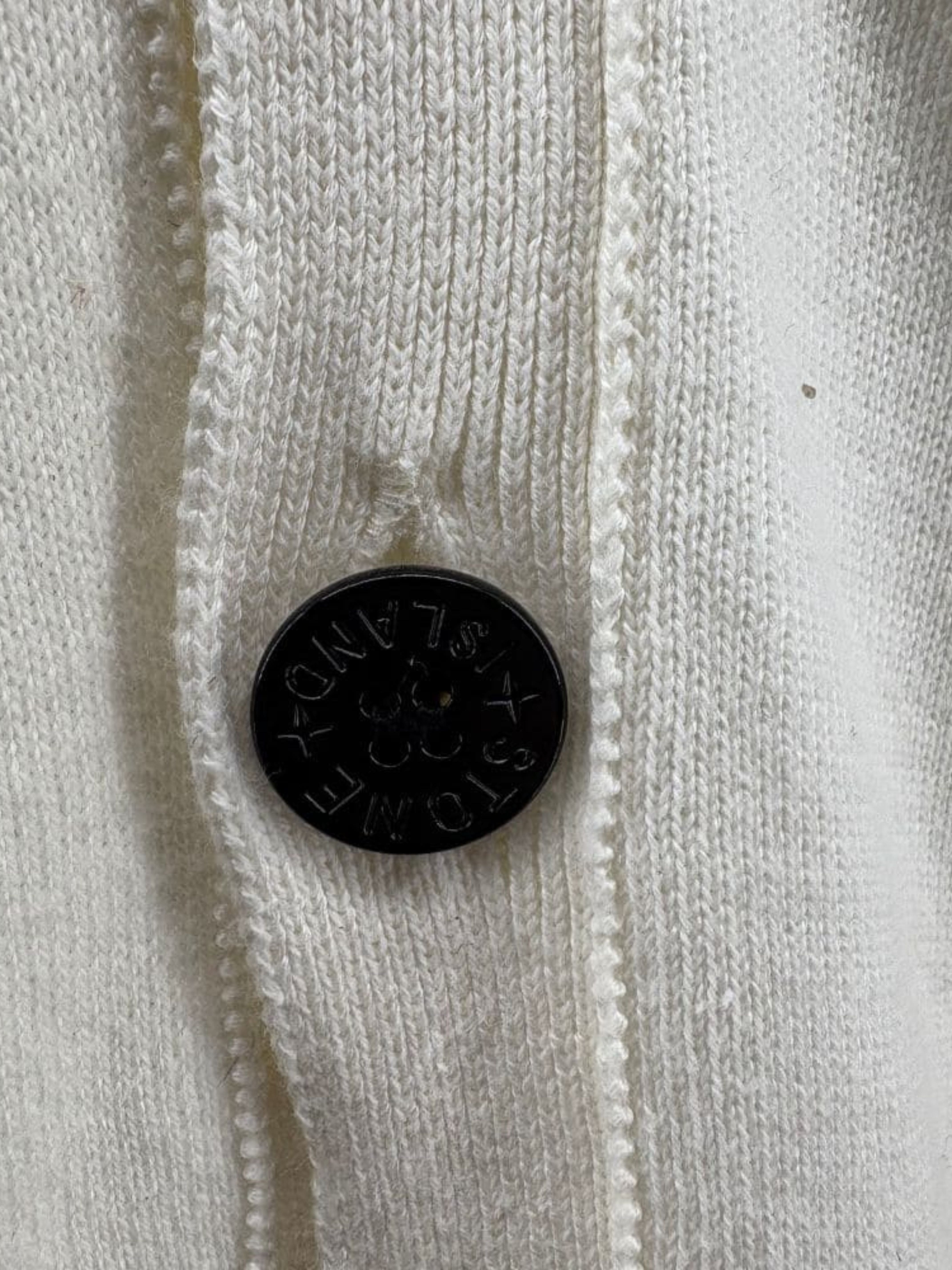 Stone Island Raw Hand Cotton Knitted Cardigan - White Stone Island