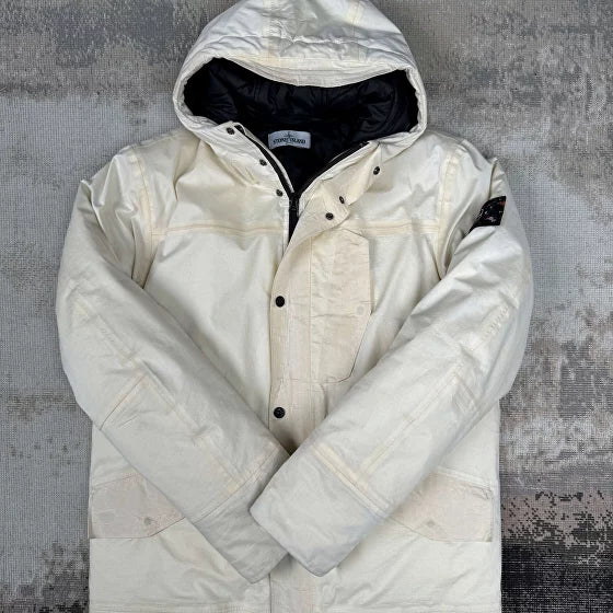 Stone Island Primaloft Quilted Patch Logo Coat - Beige