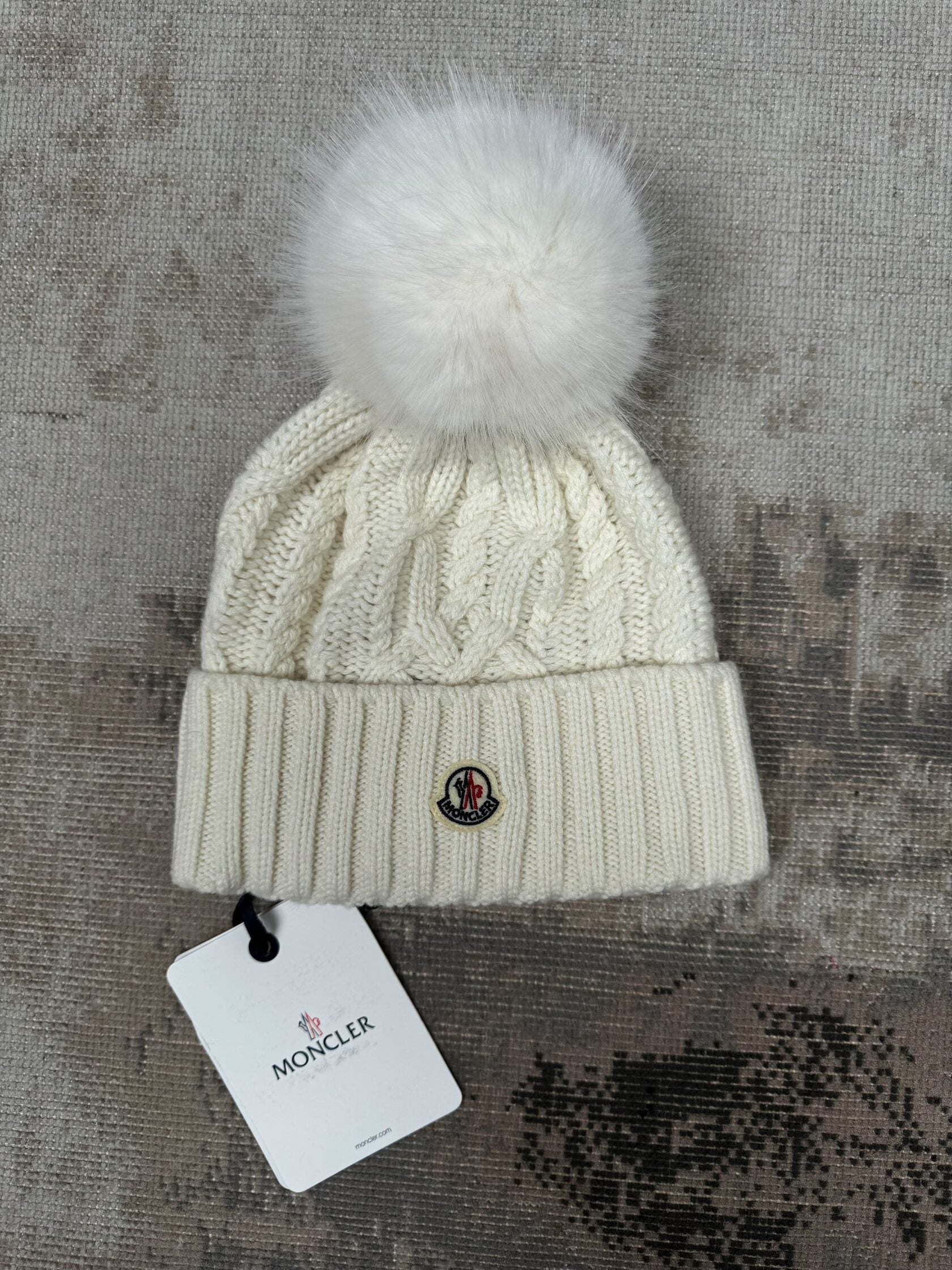 WOMENS - Moncler Cashmere / Wool Pom Pom Beanie - White Moncler