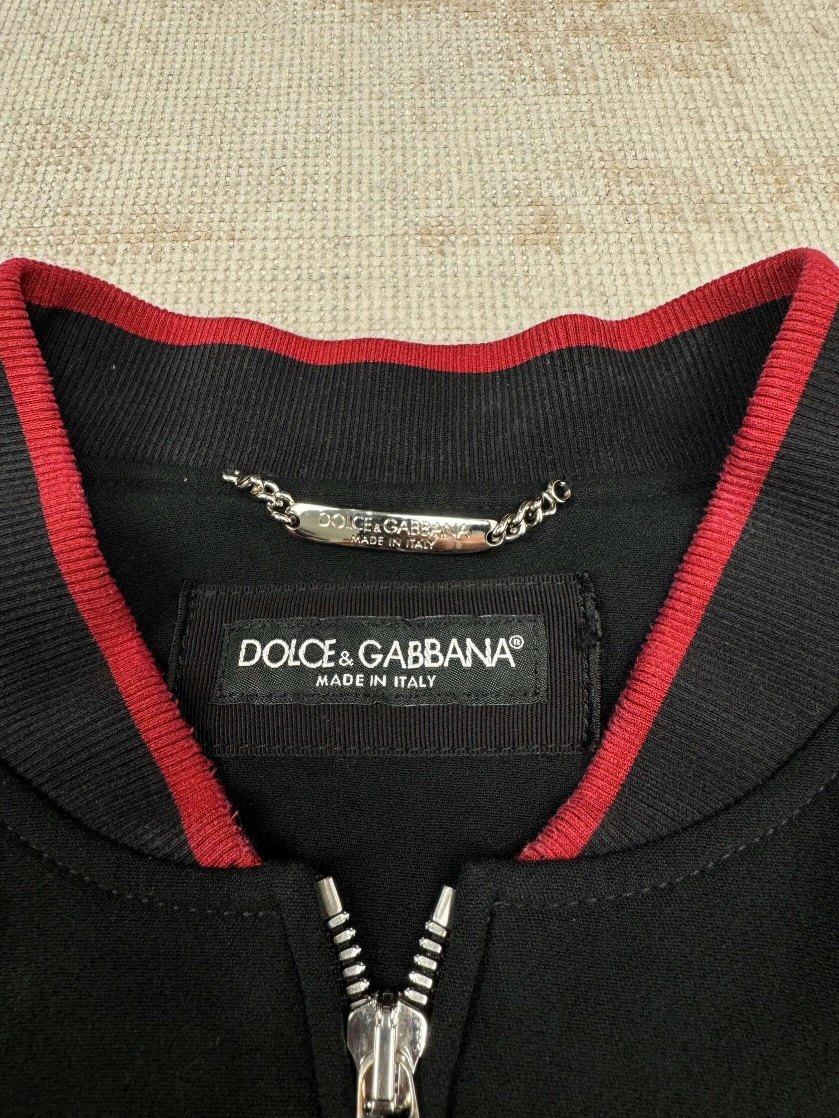 Dolce & Gabbana Red Plaque Logo Full Zip Jacket - Black Dolce & Gabbana