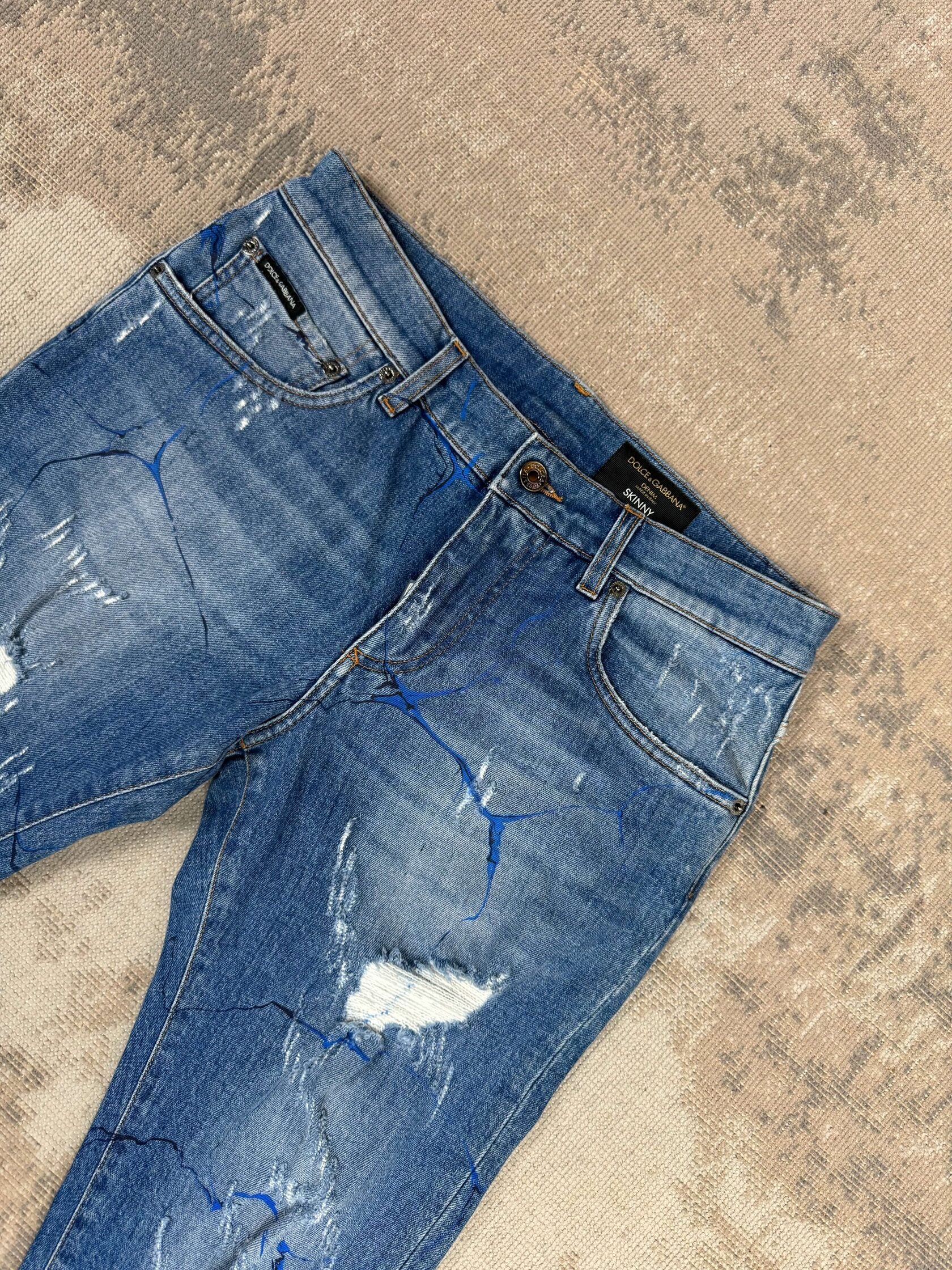 Dolce & Gabbana Graphic Distressed Jeans - Blue Denim (Unused)