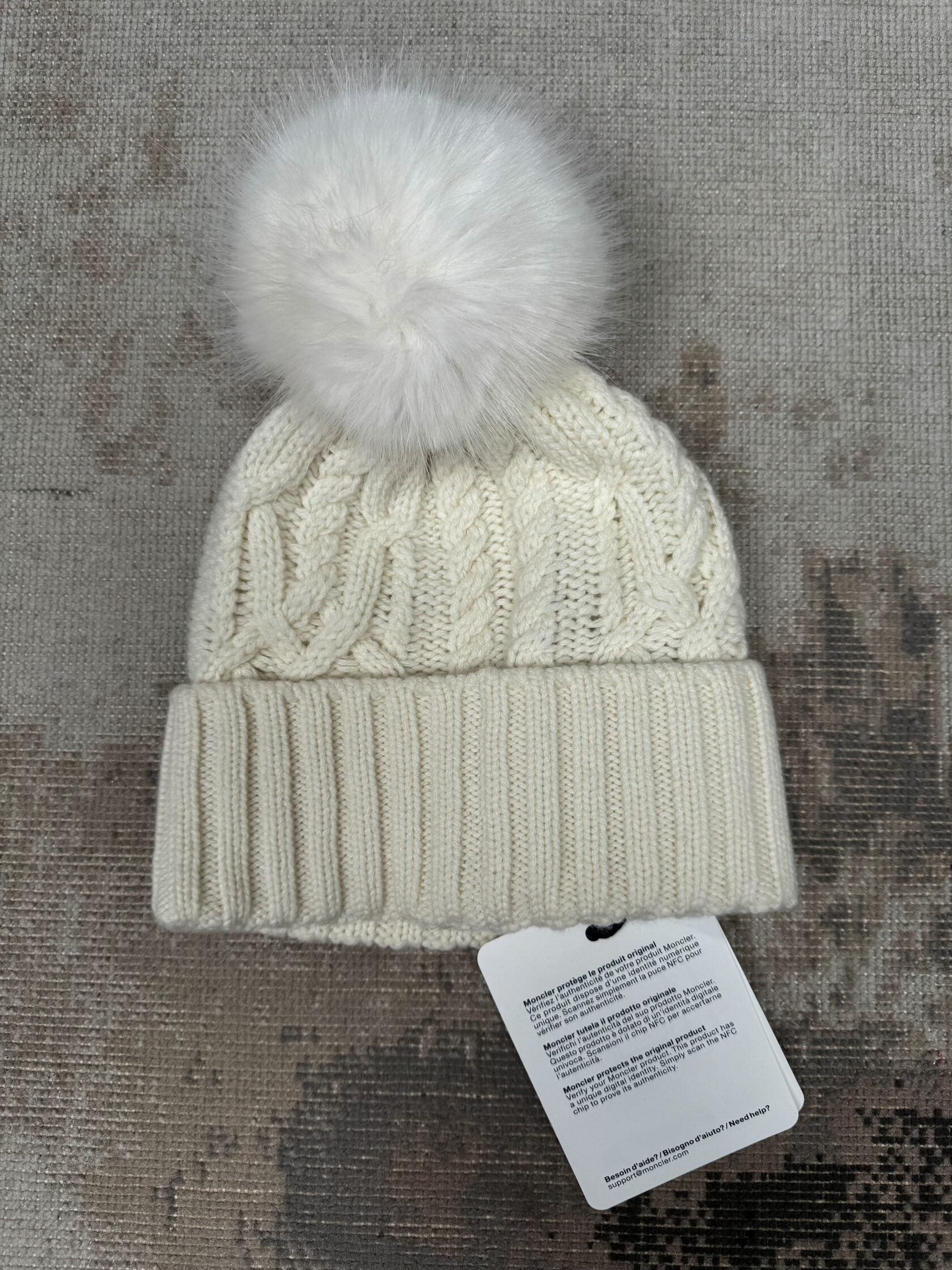 WOMENS - Moncler Cashmere / Wool Pom Pom Beanie - White Moncler