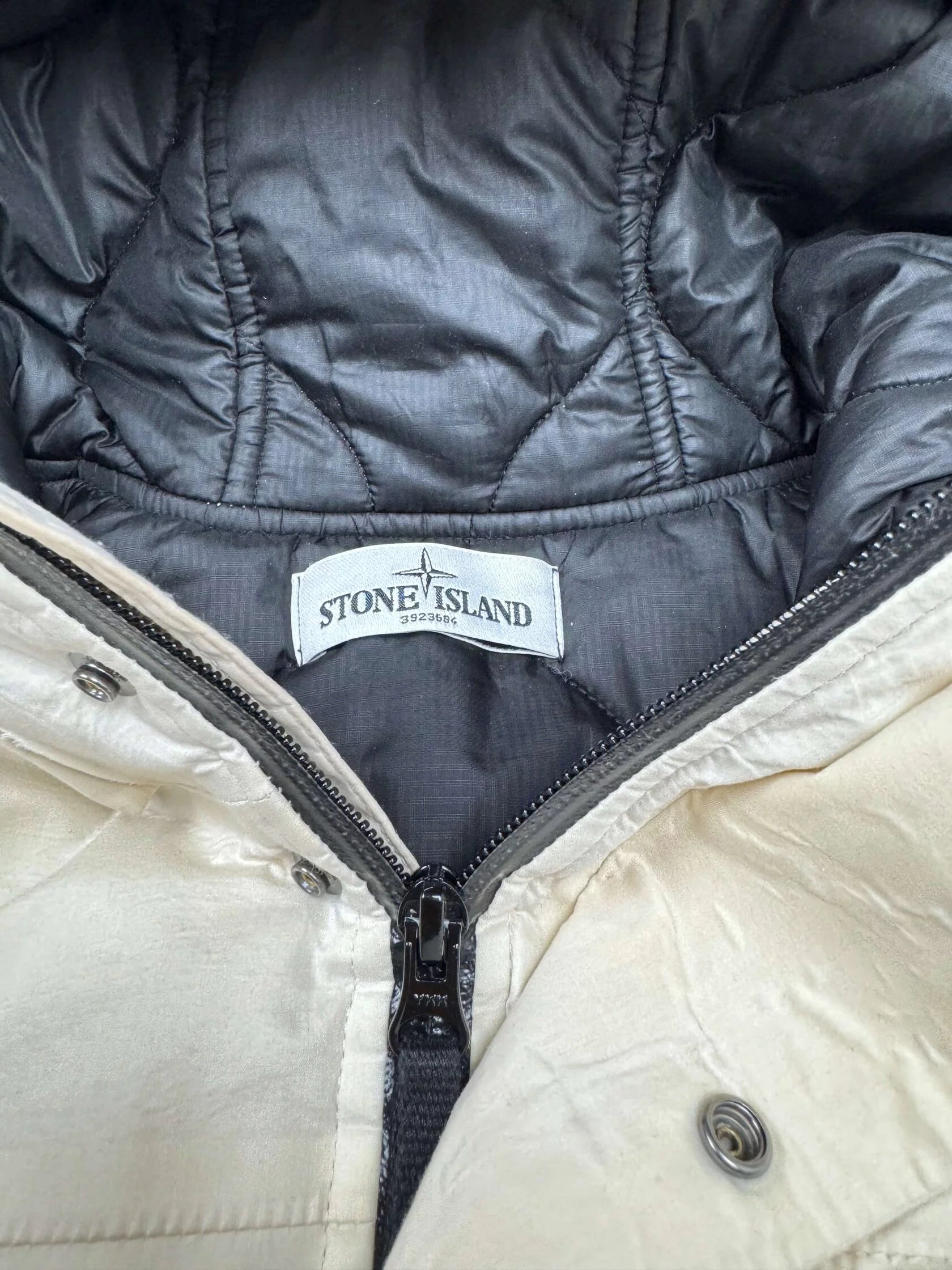 Stone Island Primaloft Quilted Patch Logo Coat - Beige