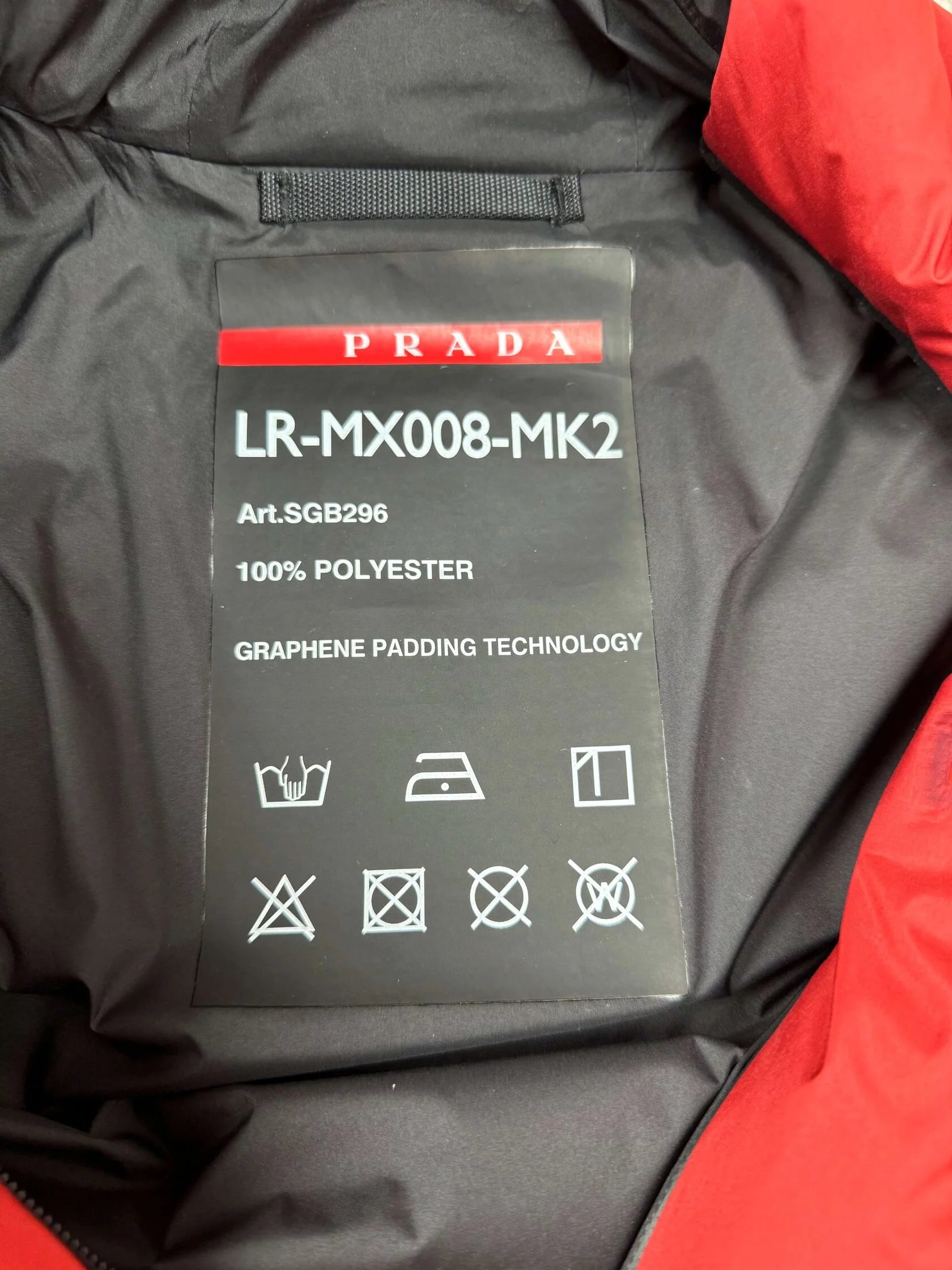 Prada Polyester Lightweight Padded Down Jacket - Red