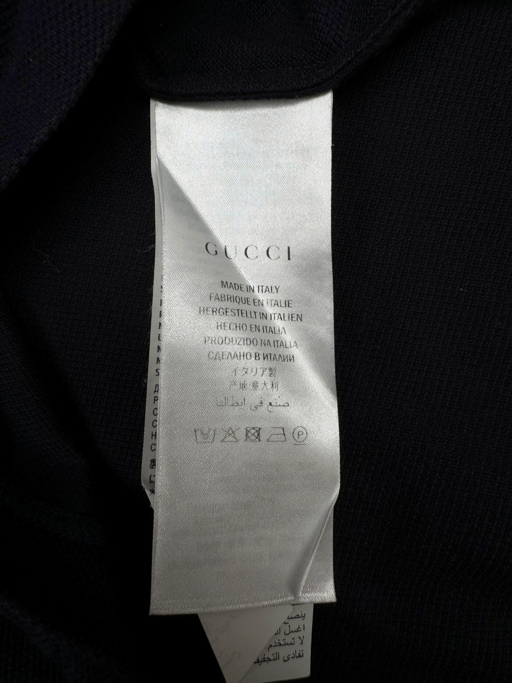 Gucci Stripe Tiger Embroidered Collar Polo - Navy Gucci