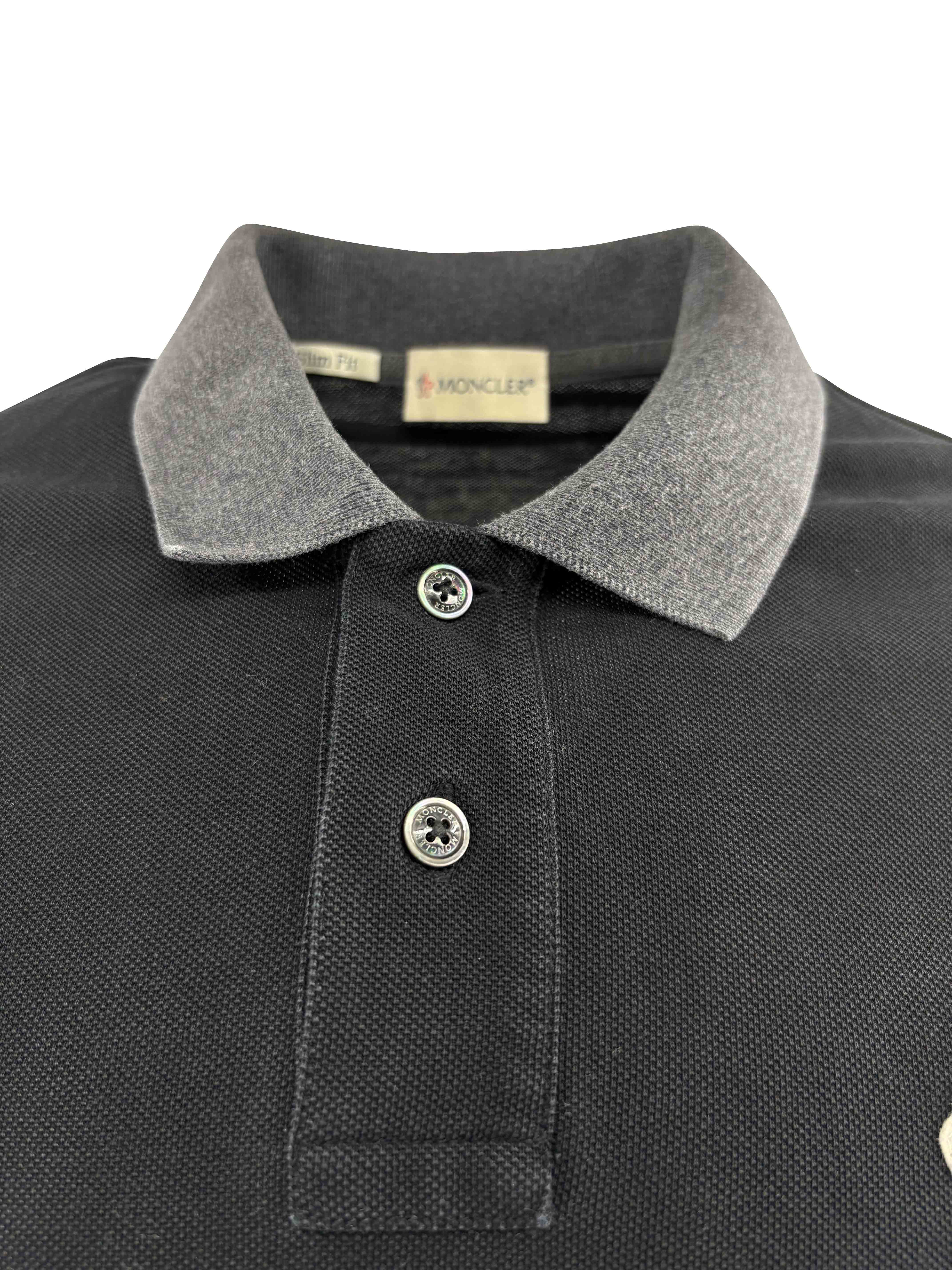 Moncler Maglia Manica Lunga Long Sleeved Polo Shirt - Black Moncler