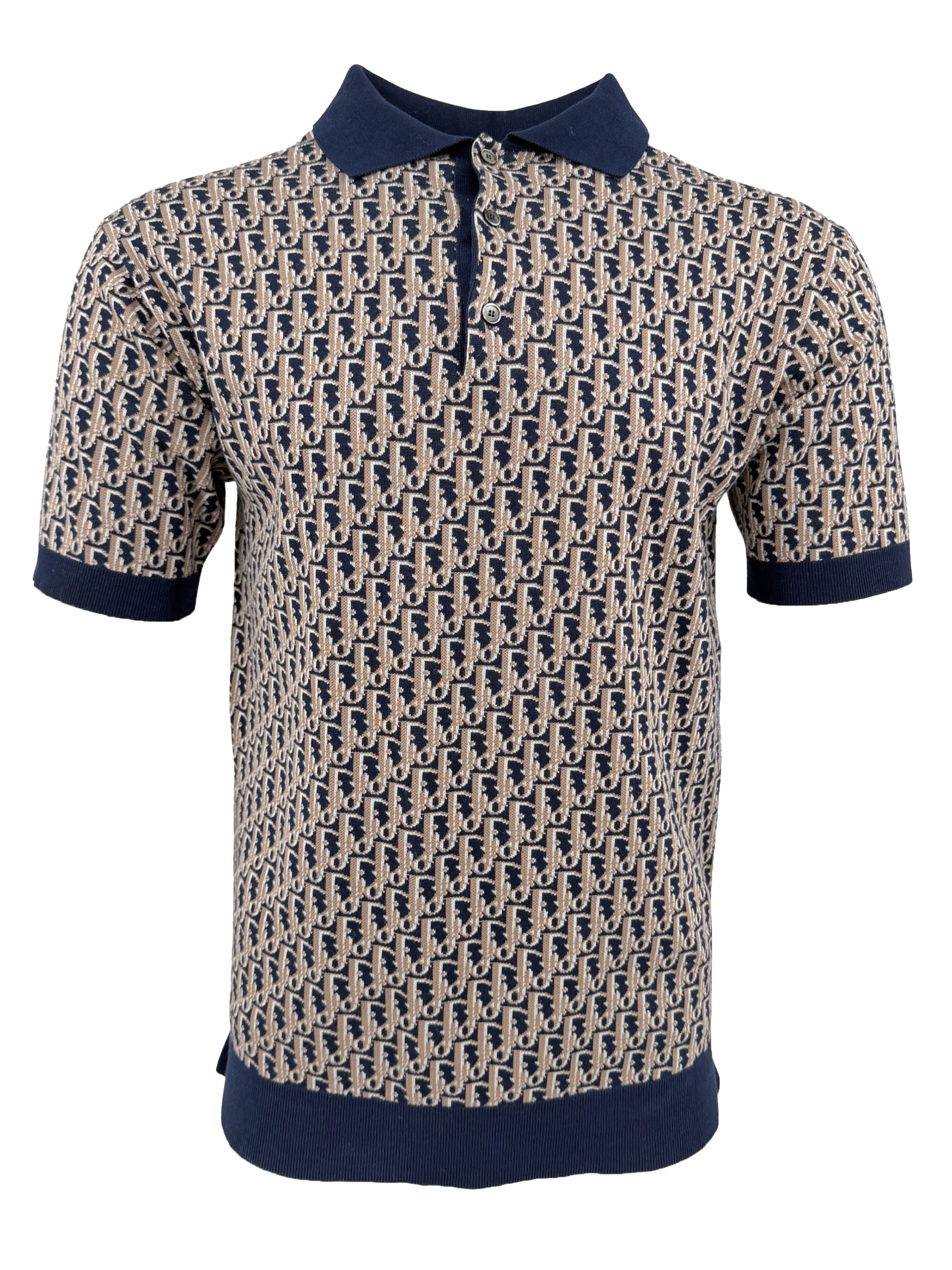 Dior Oblique Monogram Knit Polo - Navy Dior