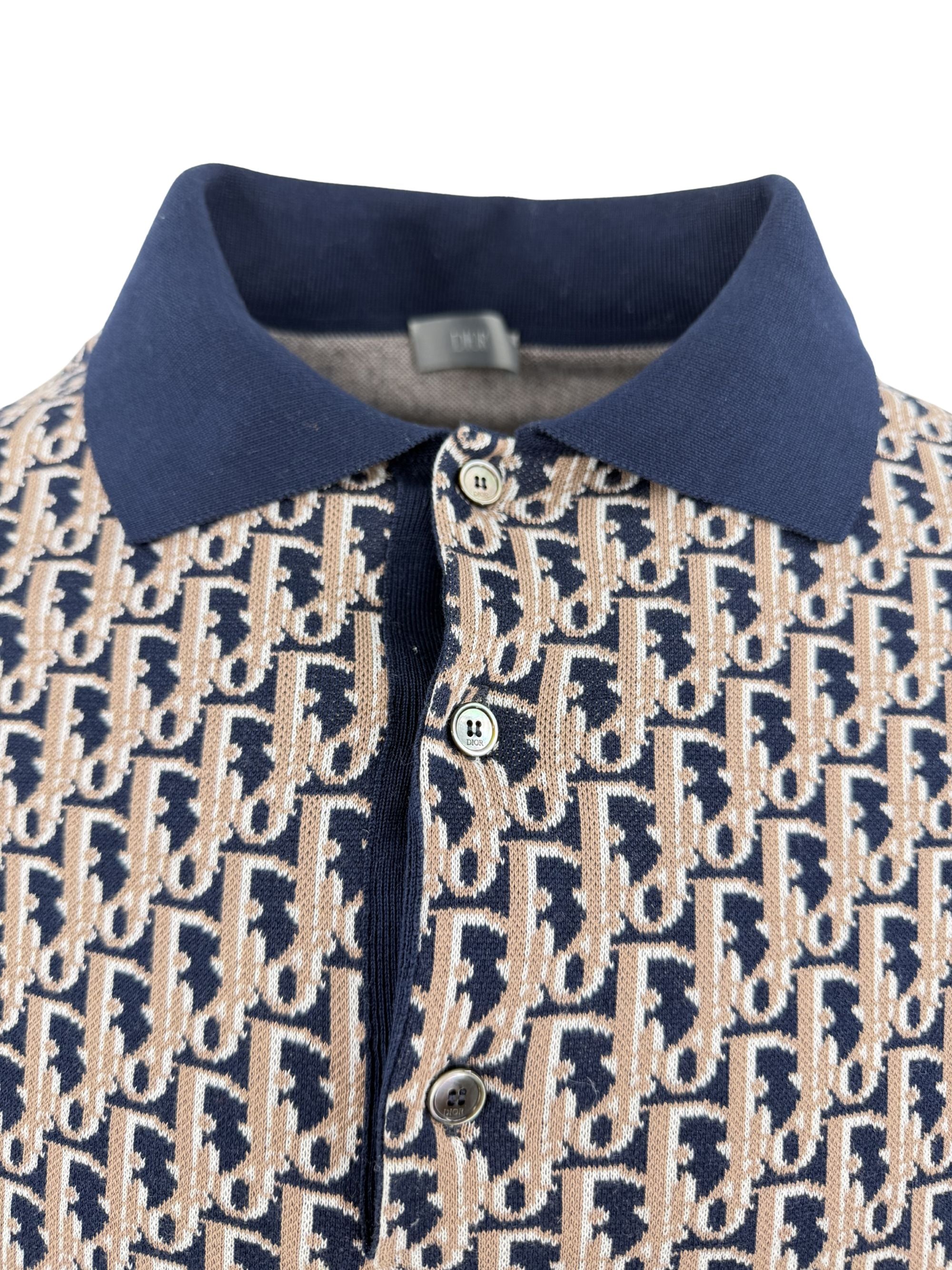 Dior Oblique Monogram Knit Polo - Navy Dior