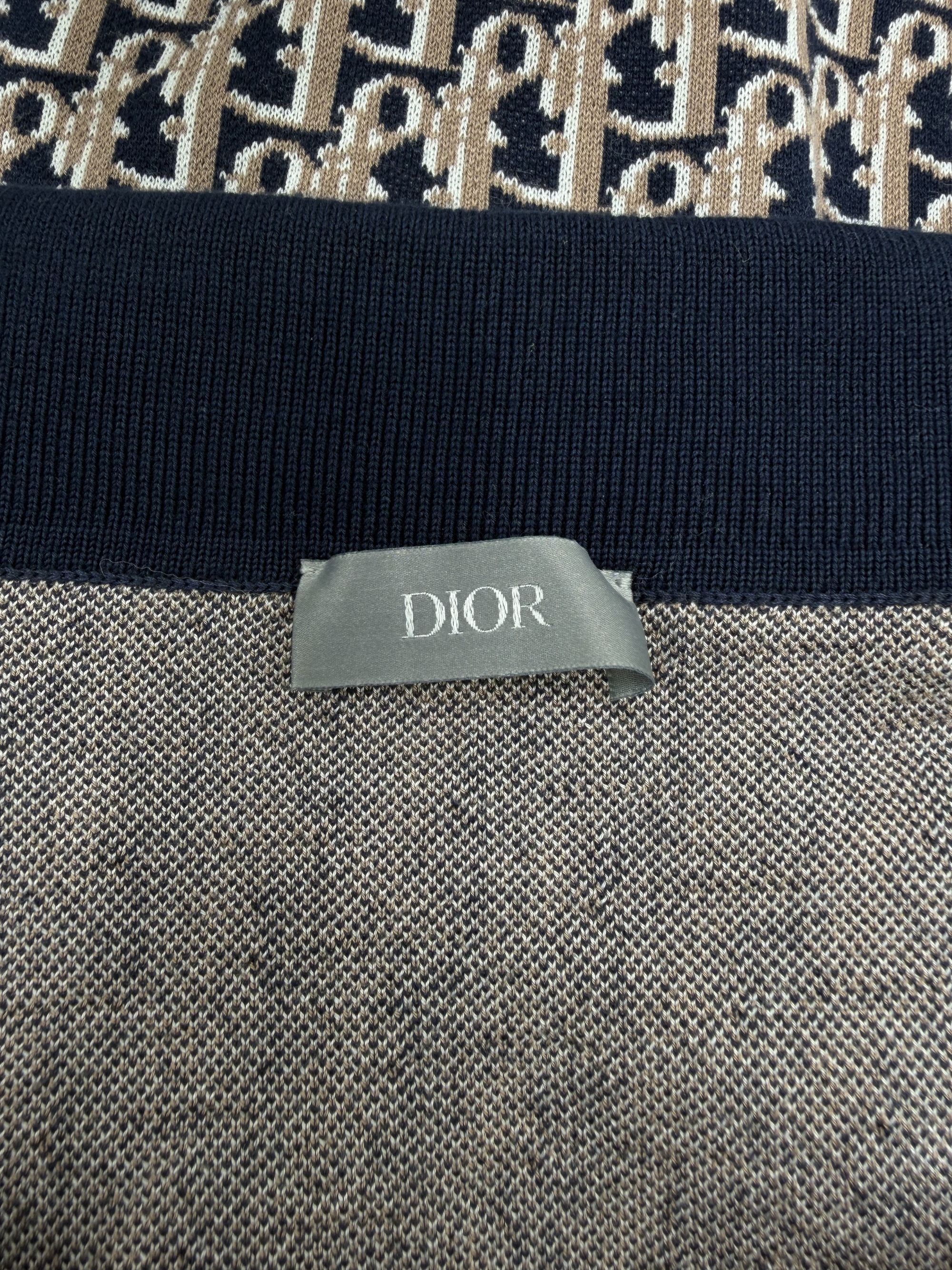 Dior Oblique Monogram Knit Polo - Navy Dior