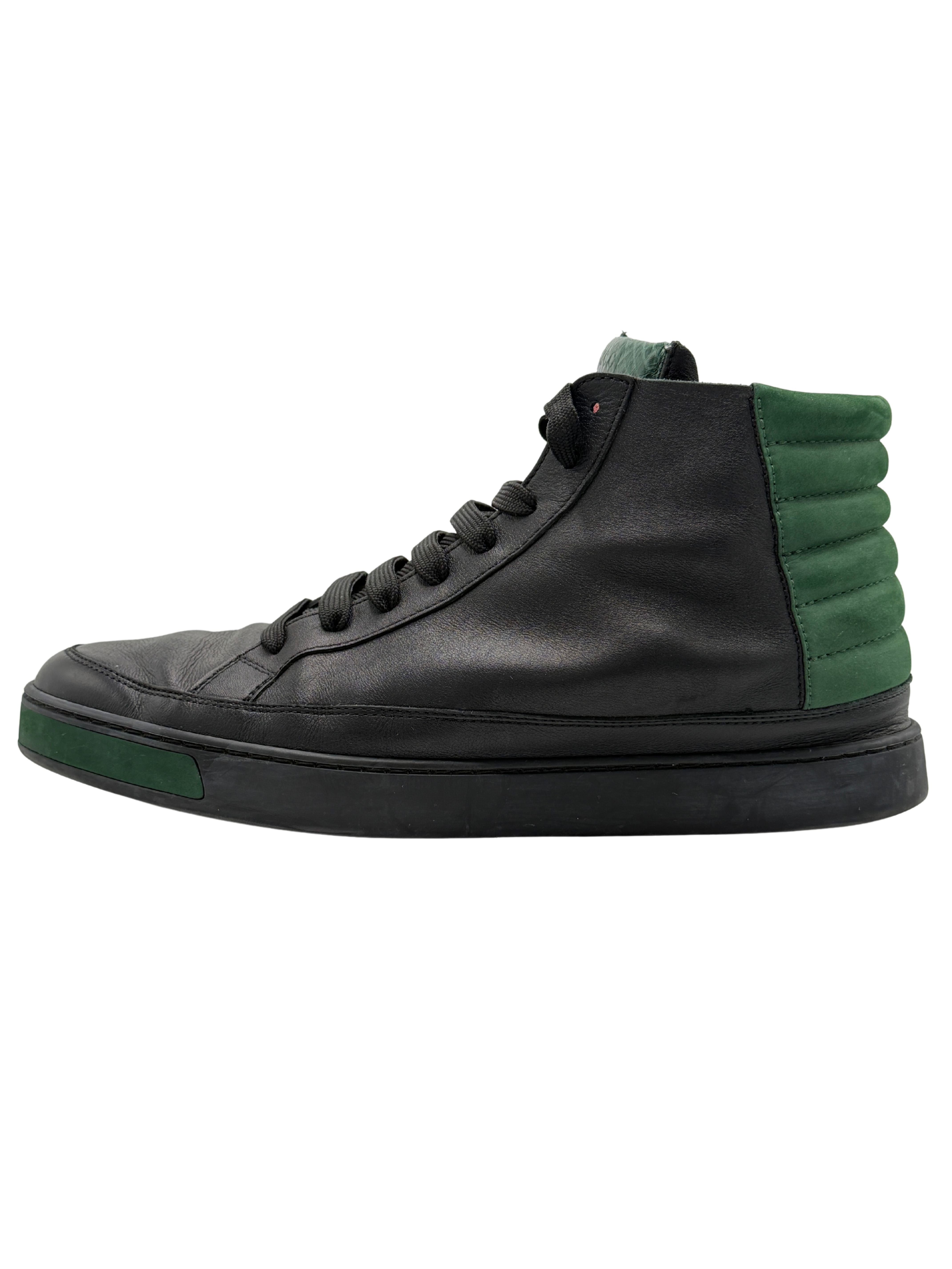 Gucci Leather High Top Trainers - Black/Green Gucci