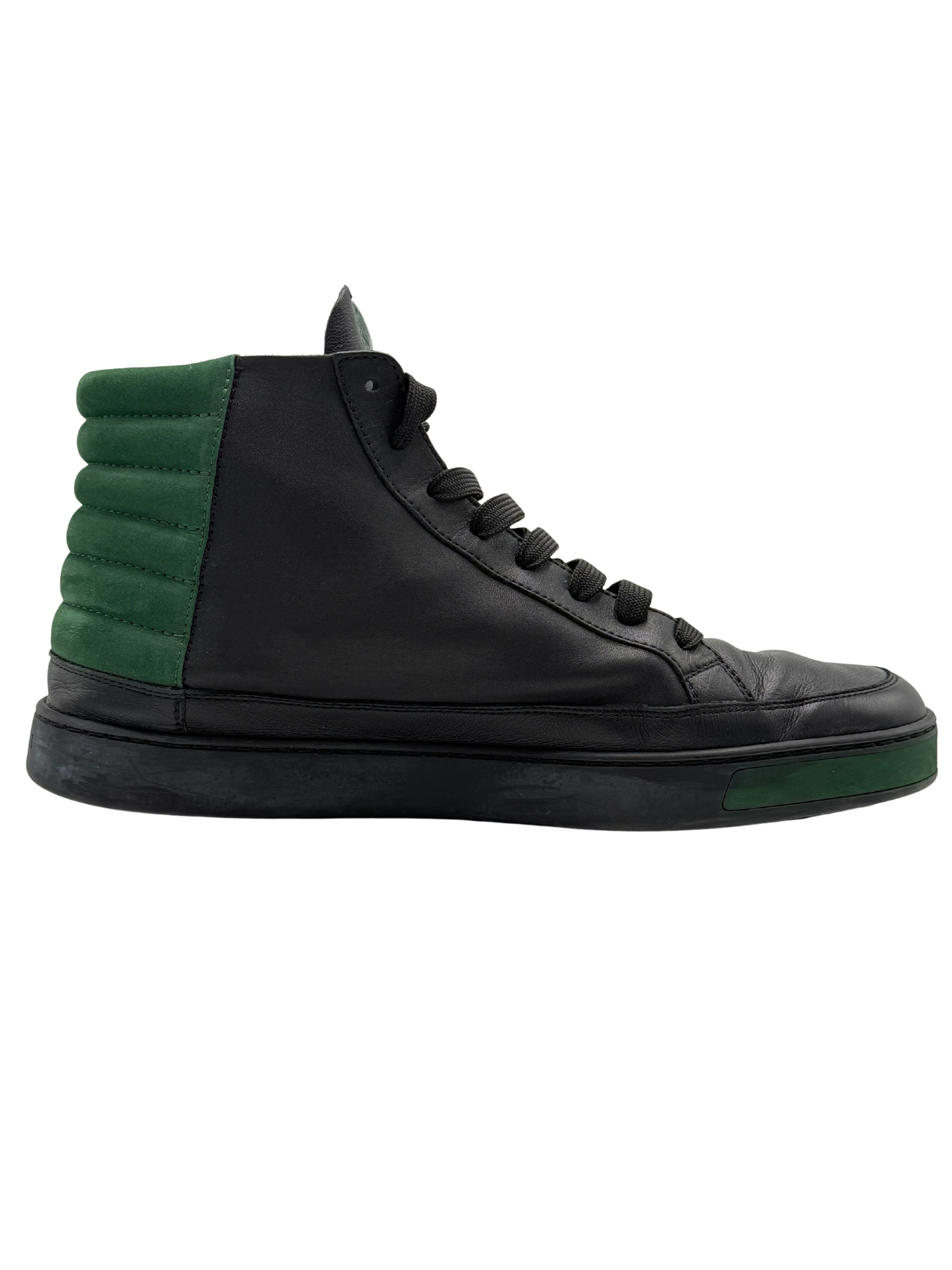 Gucci Leather High Top Trainers - Black/Green Gucci