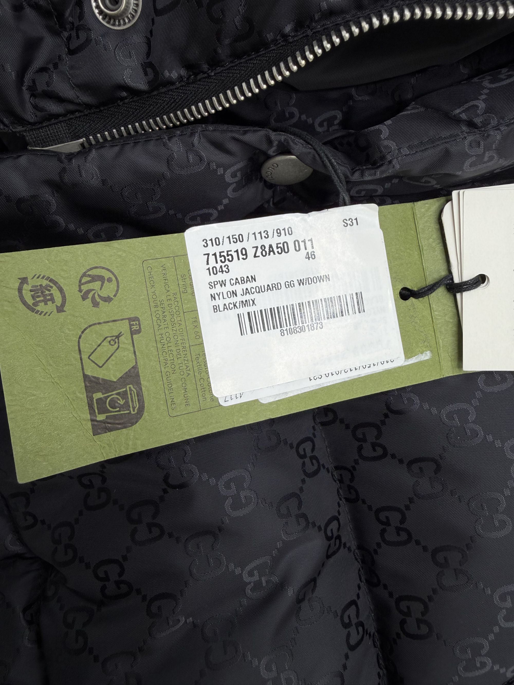 Gucci GG Monogram Down Jacket - Black (Unused) Gucci