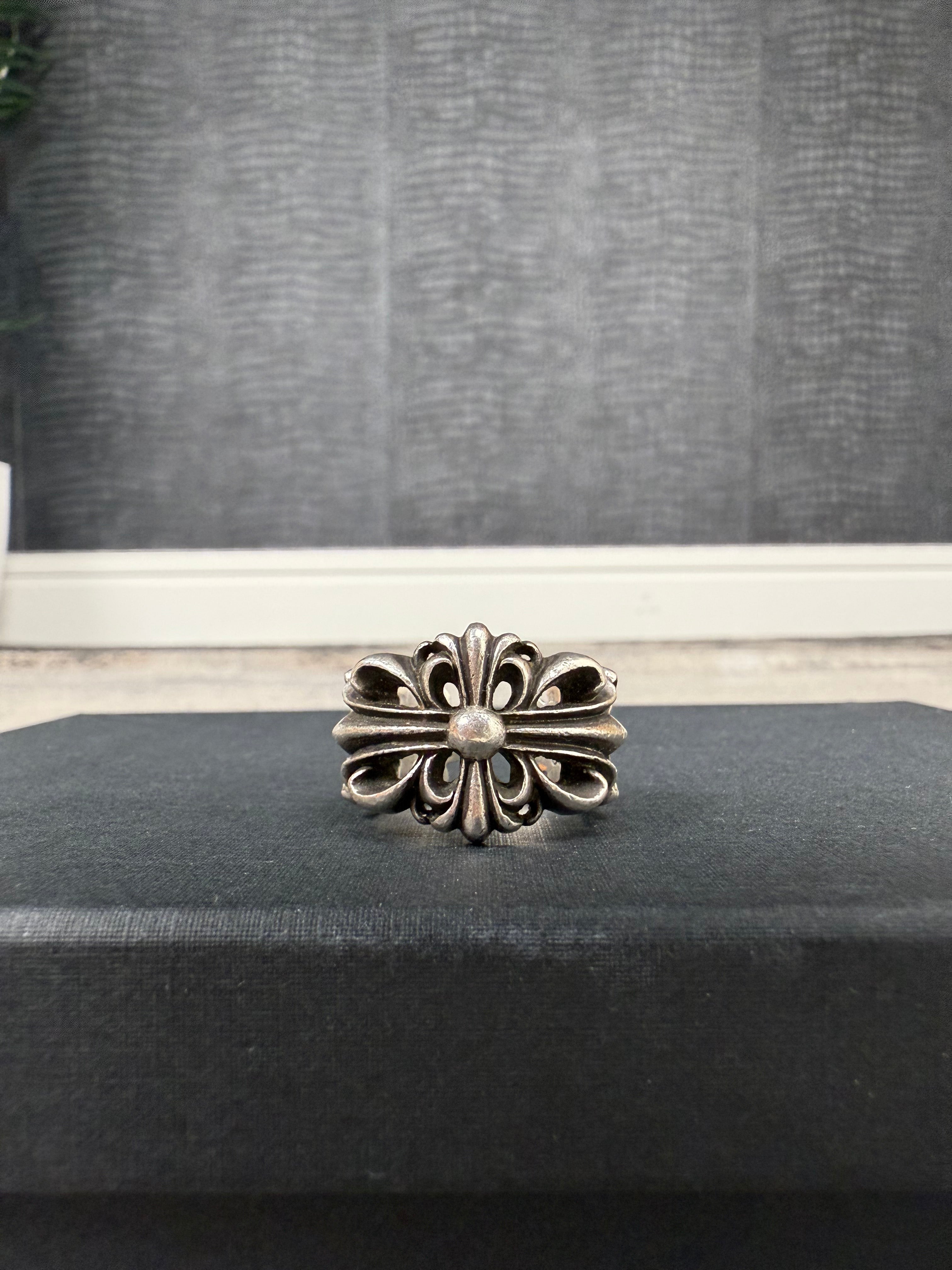 Chrome Hearts Silver Double Floral Keeper Ring Chrome Hearts