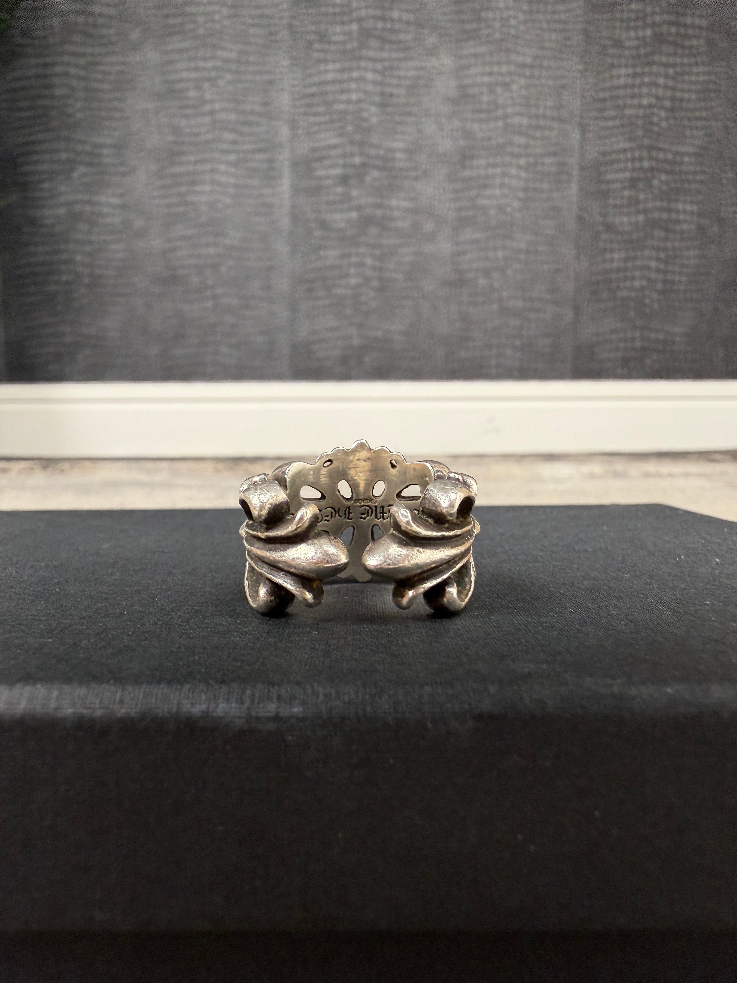 Chrome Hearts Silver Double Floral Keeper Ring Chrome Hearts