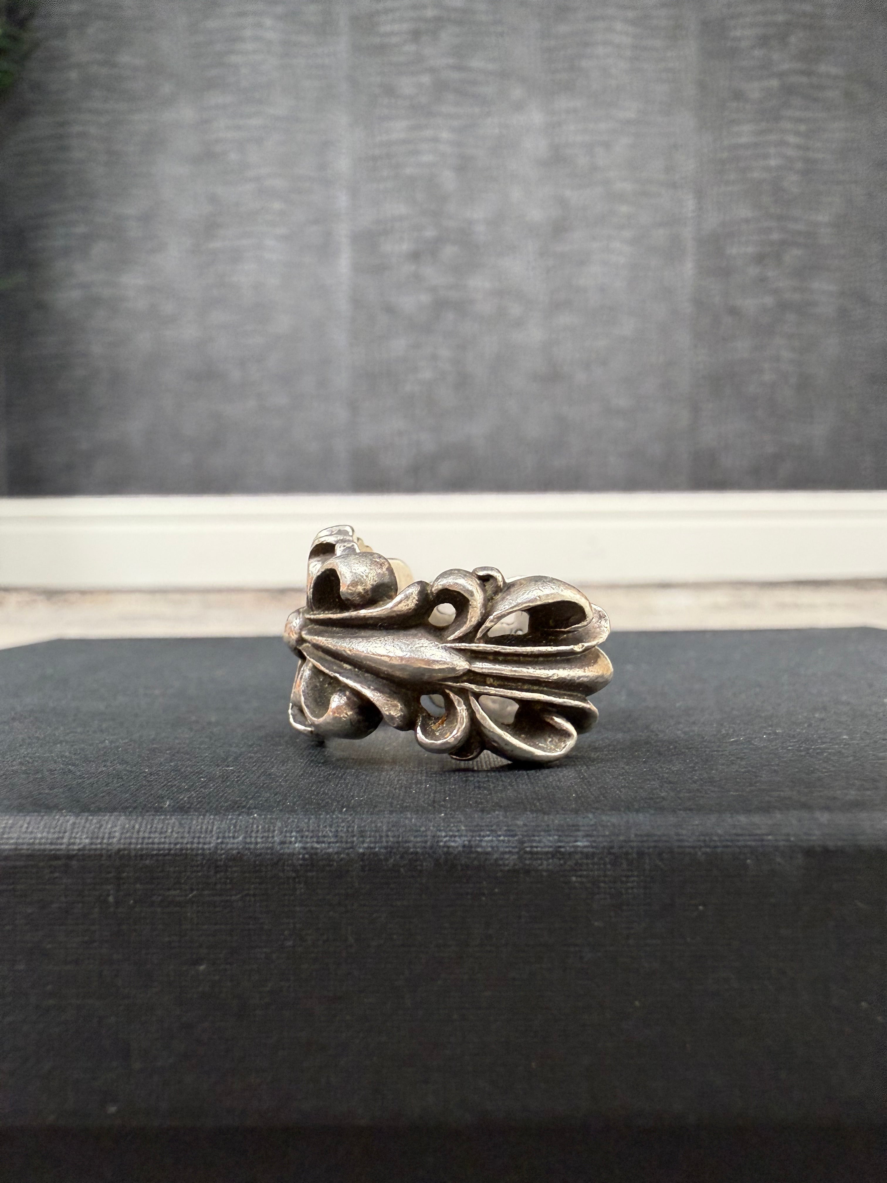 Chrome Hearts Silver Double Floral Keeper Ring Chrome Hearts