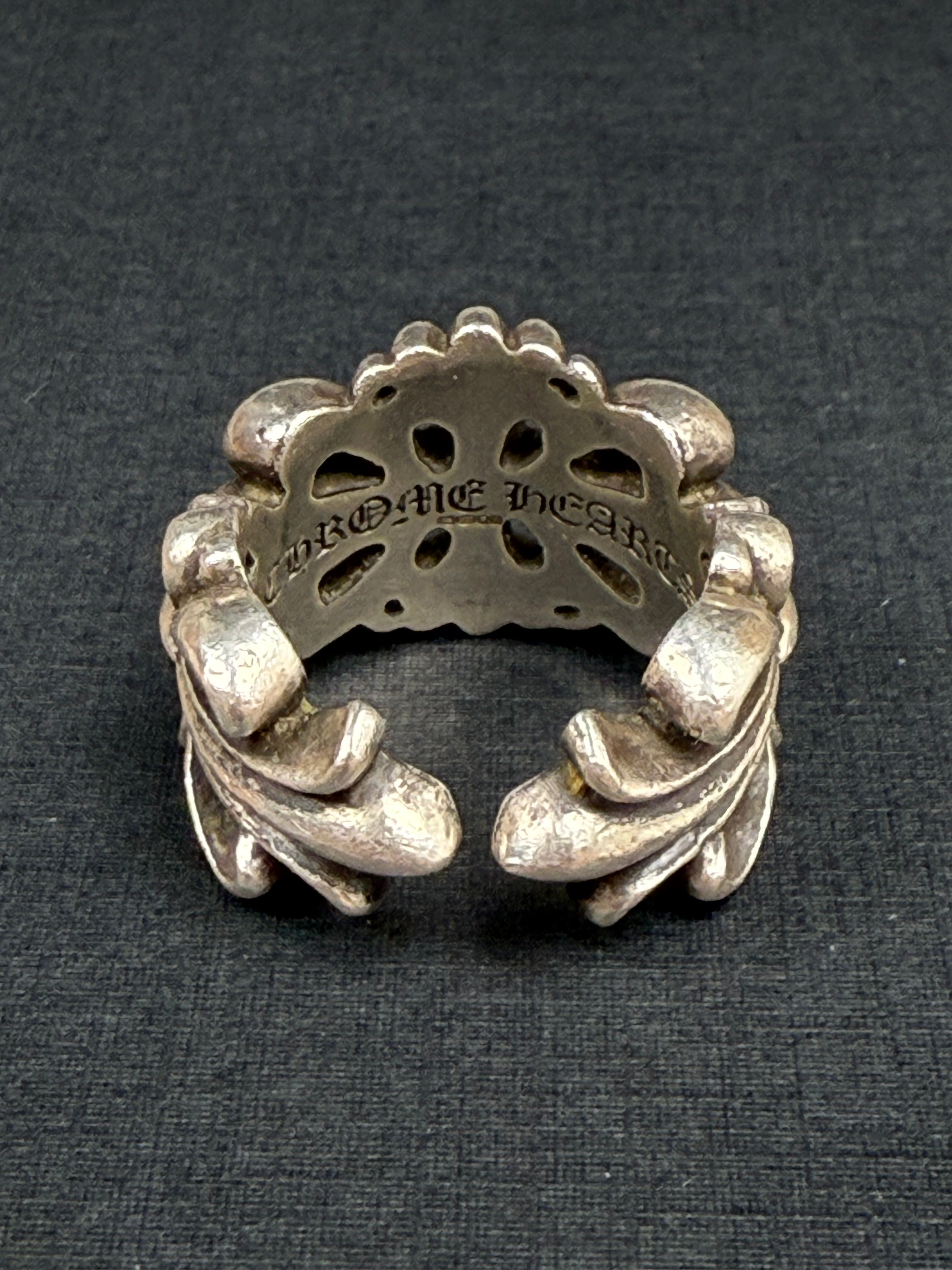 Chrome Hearts Silver Double Floral Keeper Ring Chrome Hearts