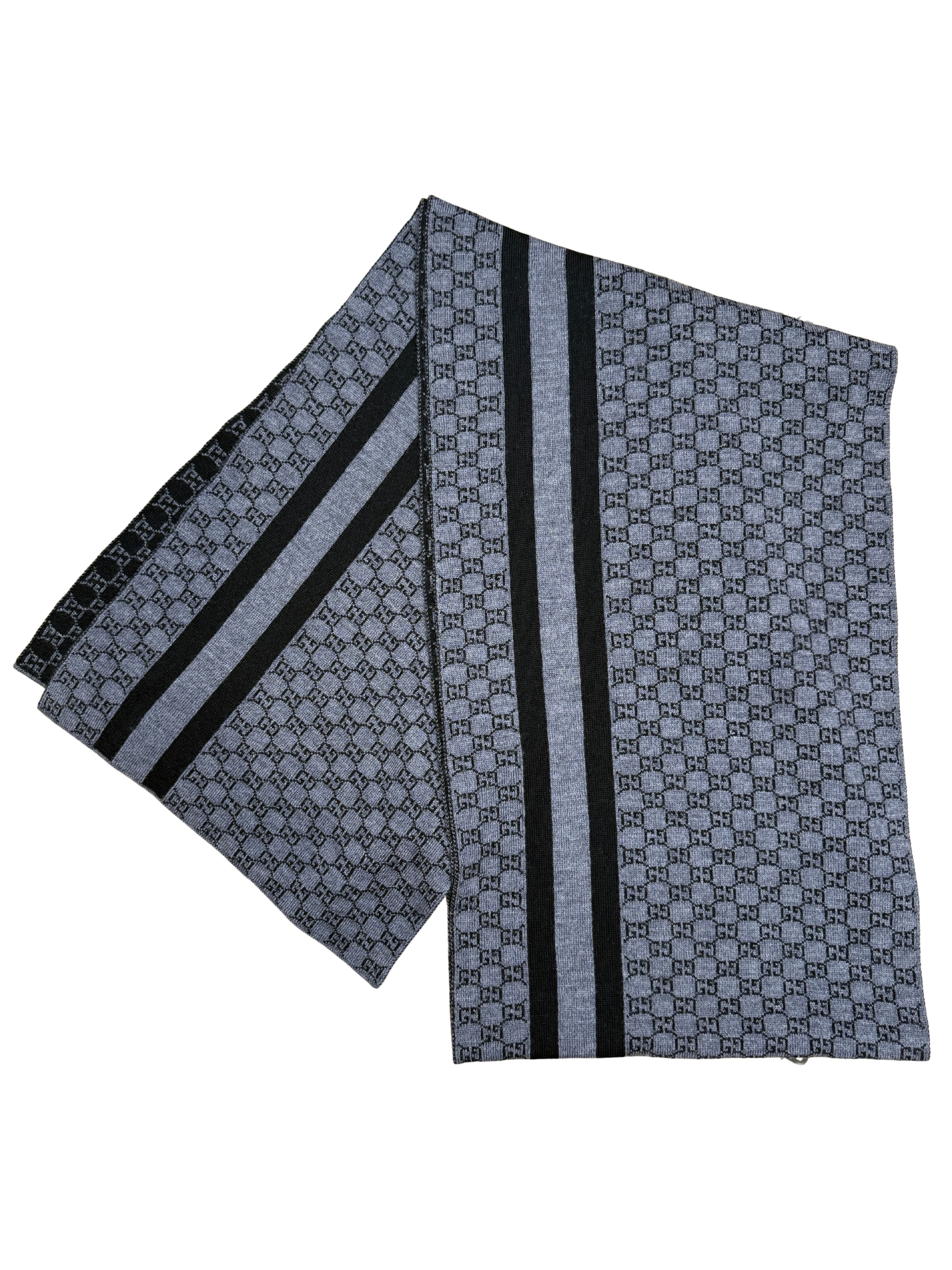 Gucci Double Jacquard GG Wool Scarf - Grey (Unused) Gucci