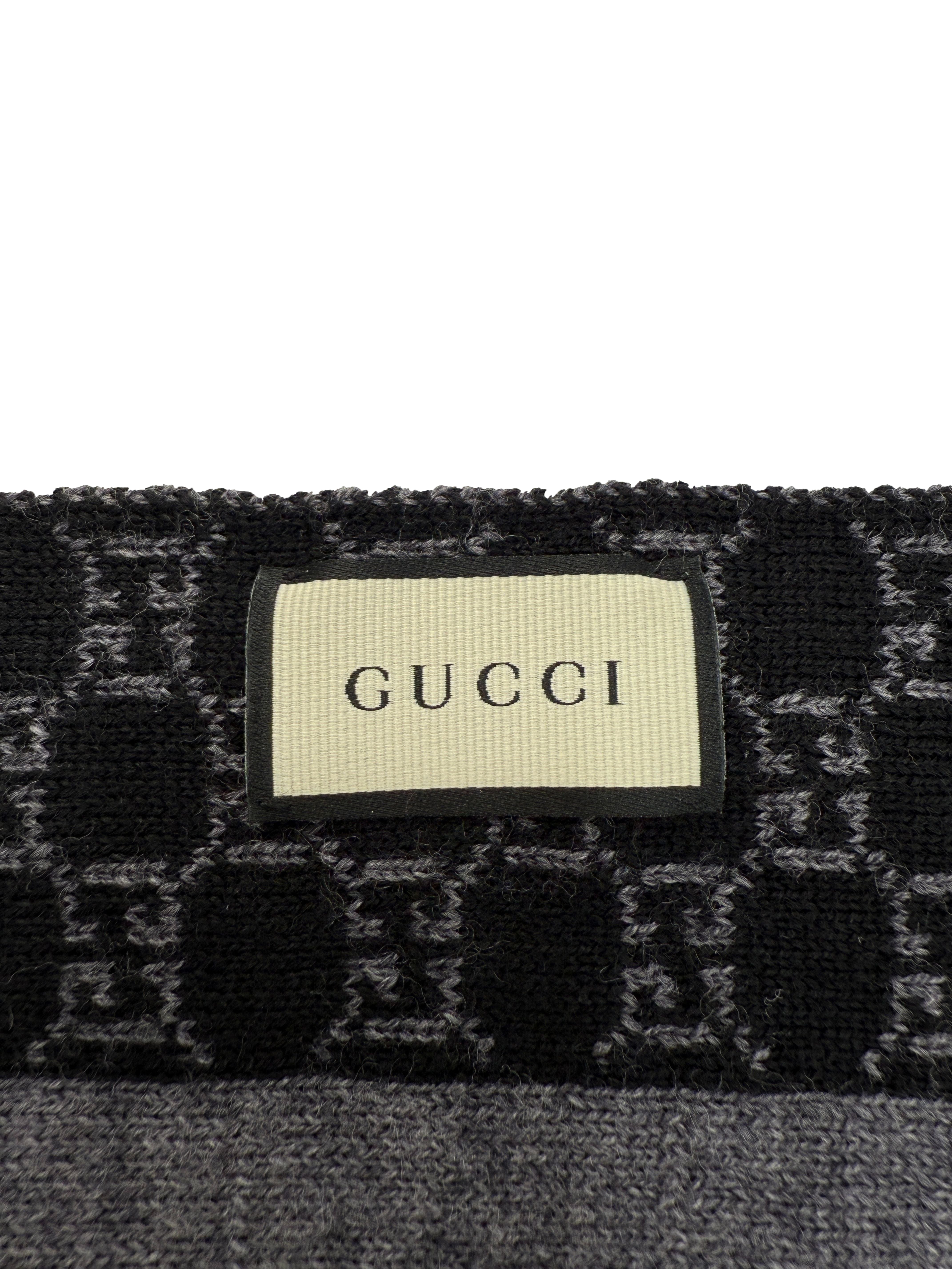 Gucci Double Jacquard GG Wool Scarf - Grey (Unused) Gucci