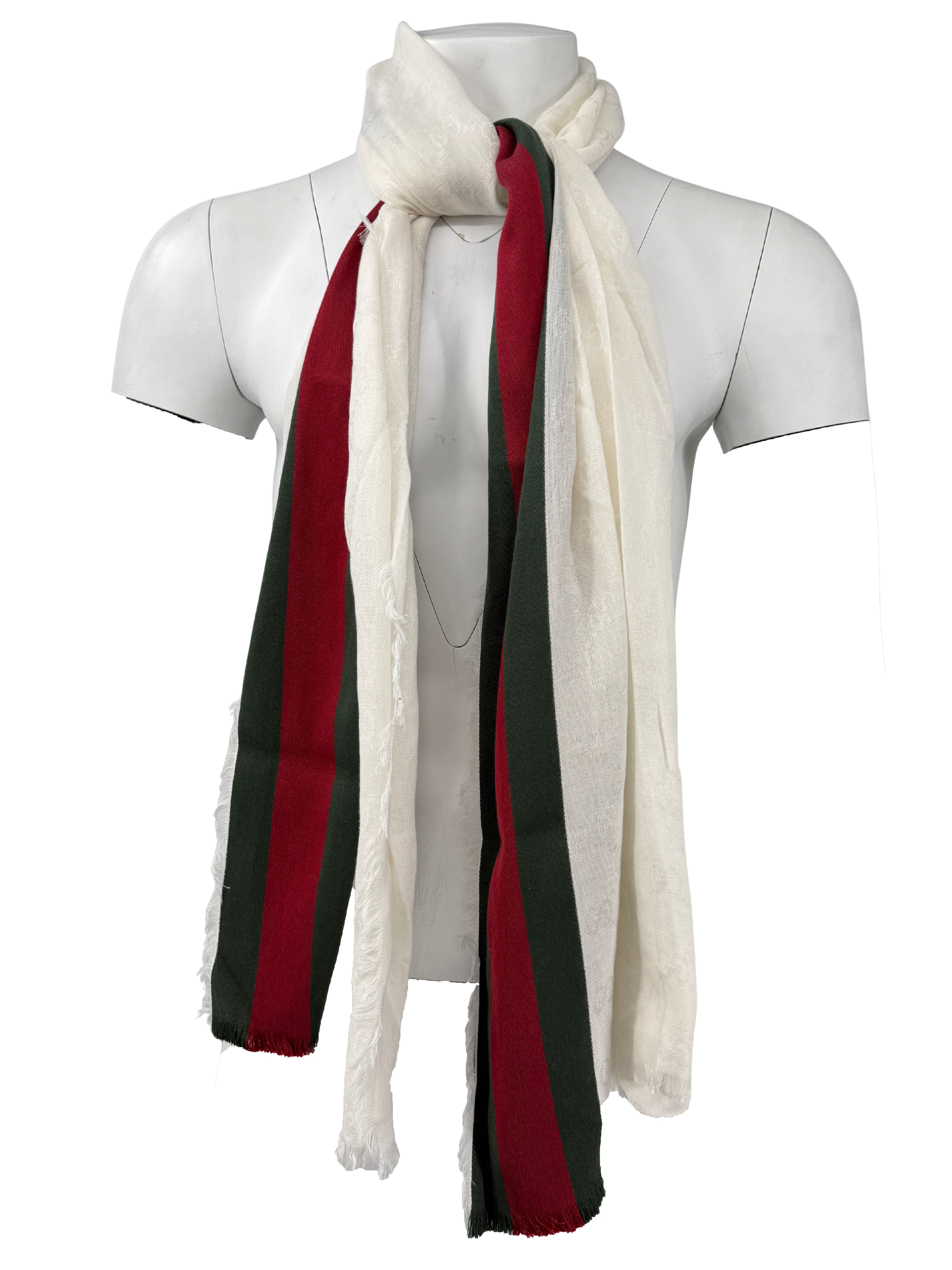 Gucci GG Wool Silk Jacquard Scarf - White (Unused) Gucci