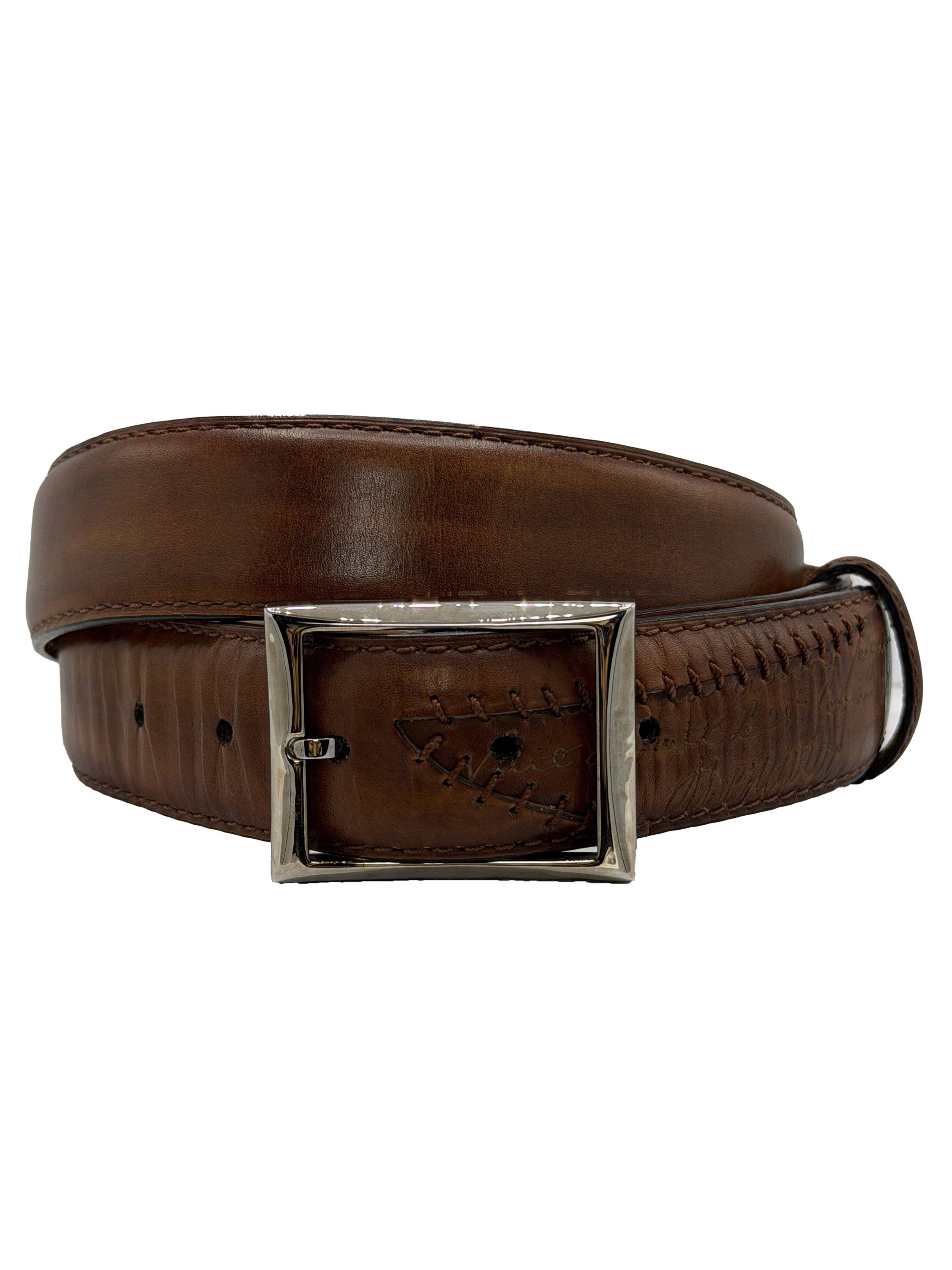 Berluti Scritto Leather Belt - Brown Berluti