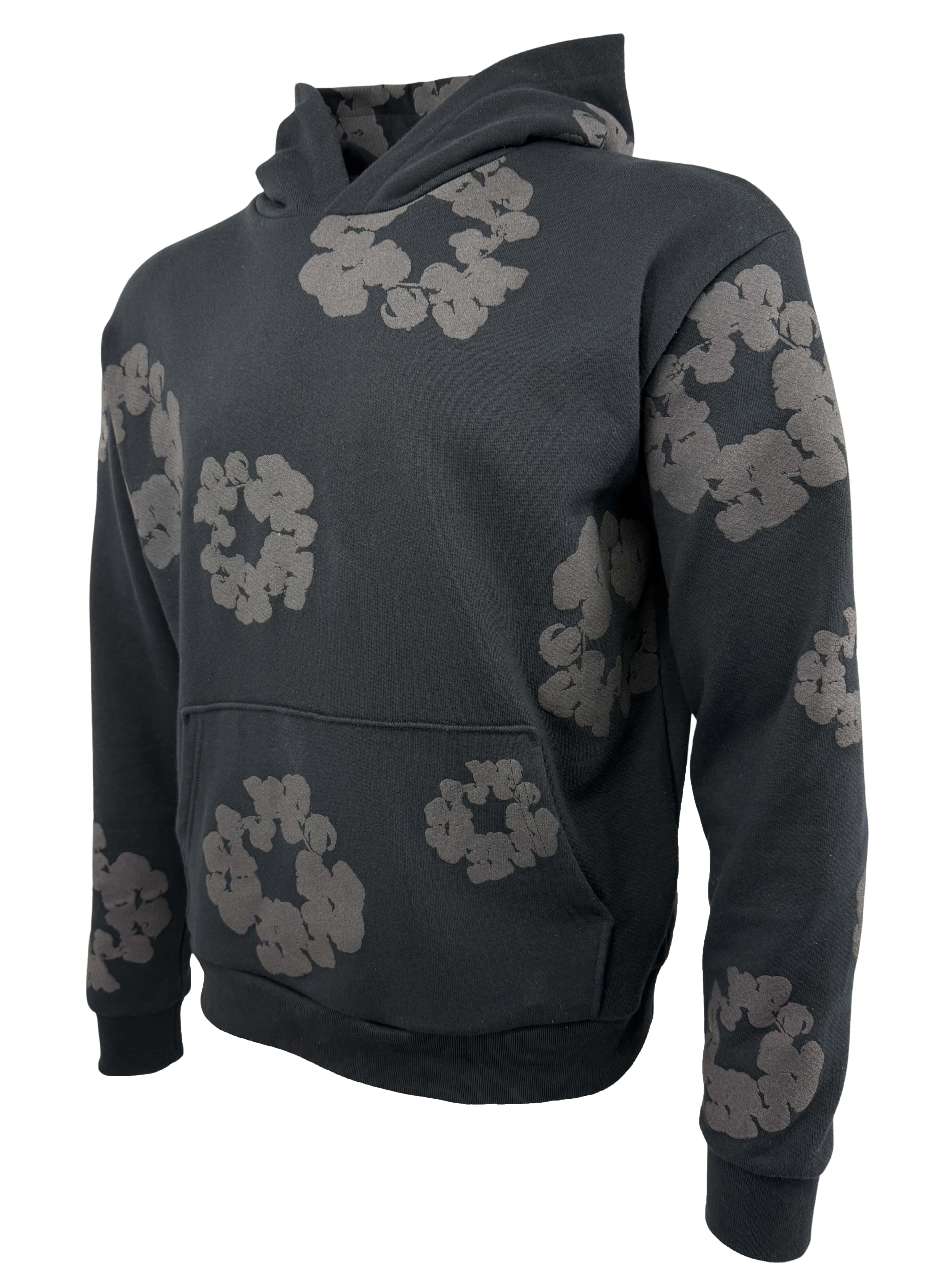 Denim Tears Cotton-Wreath Print Hoodie - Black Denim Tears