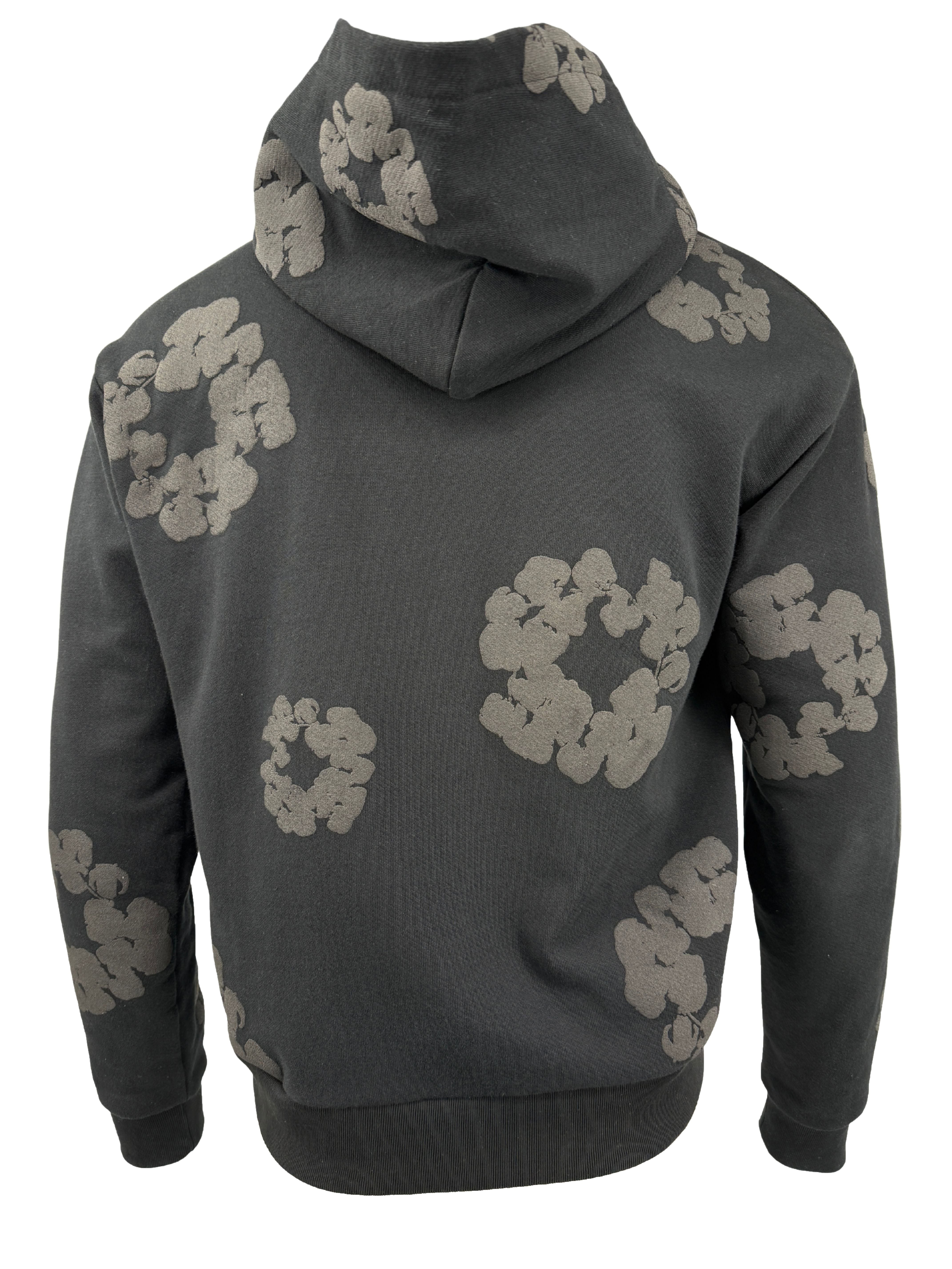 Denim Tears Cotton-Wreath Print Hoodie - Black Denim Tears