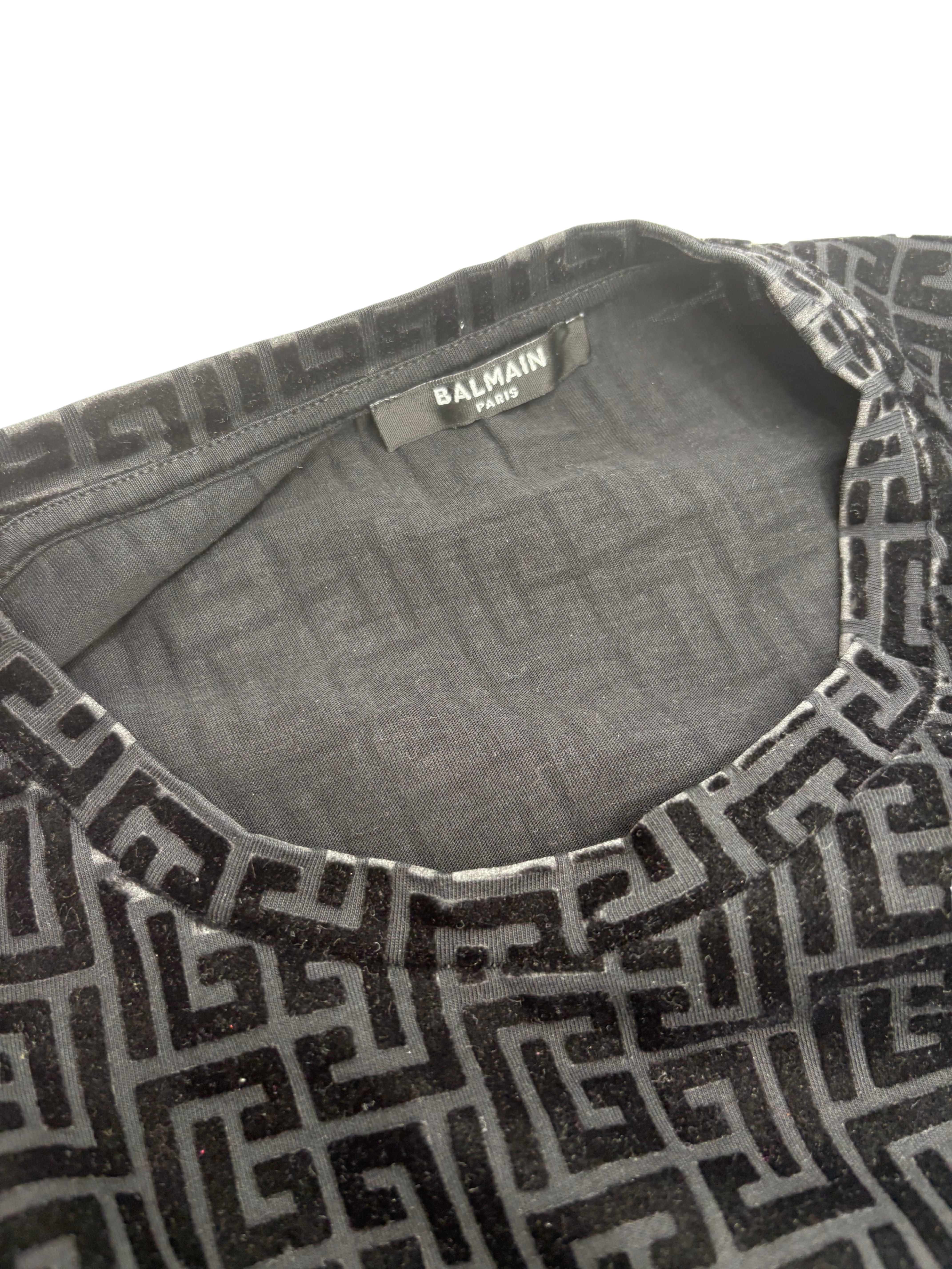 Balmain Flocked Monogram T-shirt - Black Balmain
